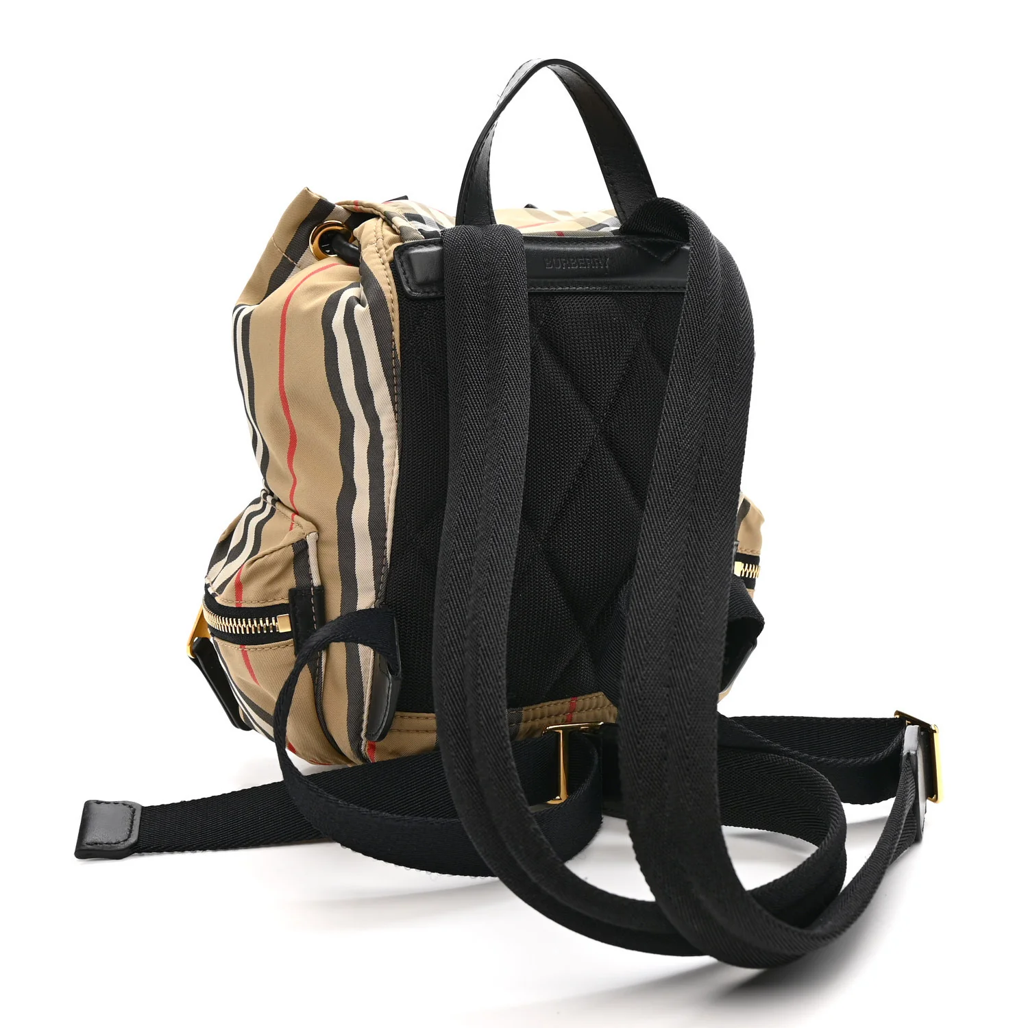 Nylon Vintage Check Medium Rucksack Backpack Antique Yellow - Image 3