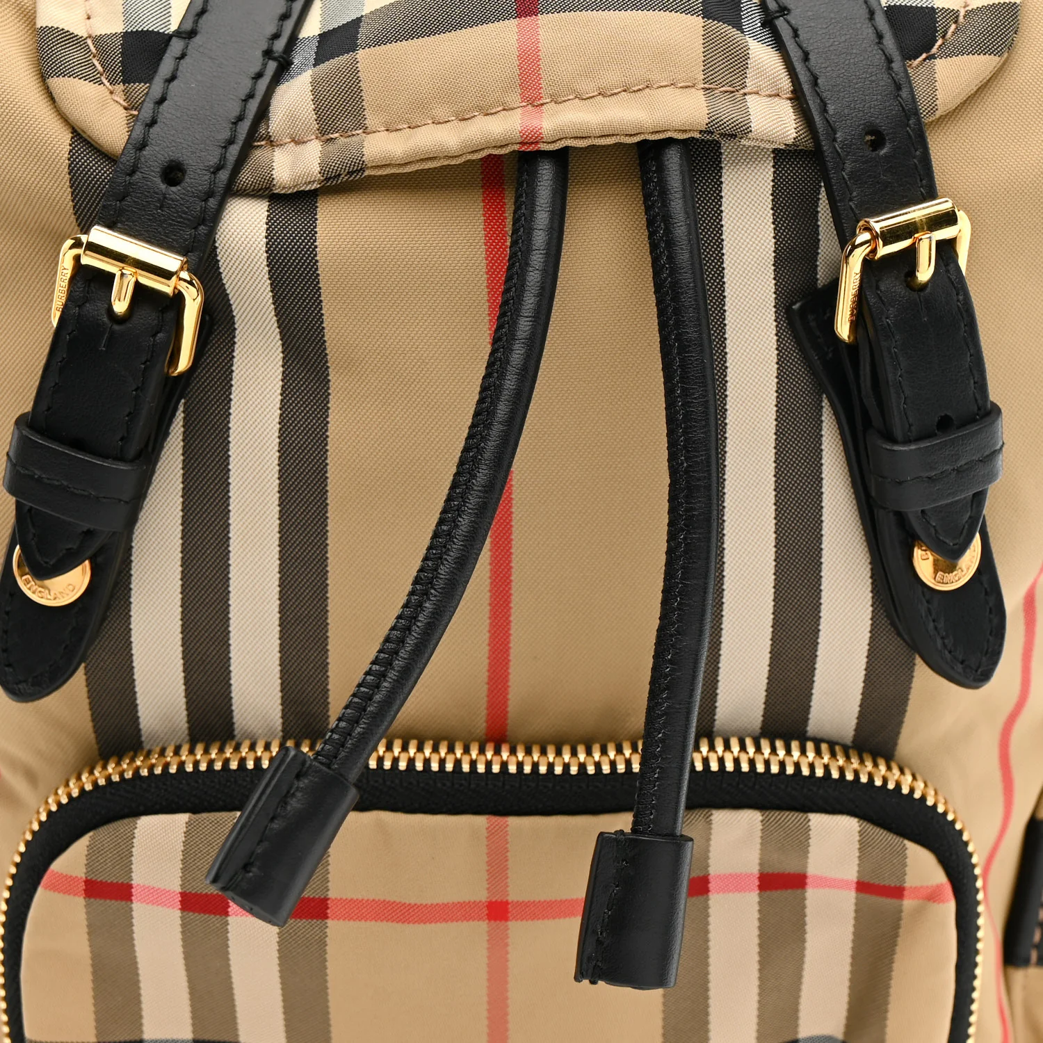 Nylon Vintage Check Medium Rucksack Backpack Antique Yellow - Image 7