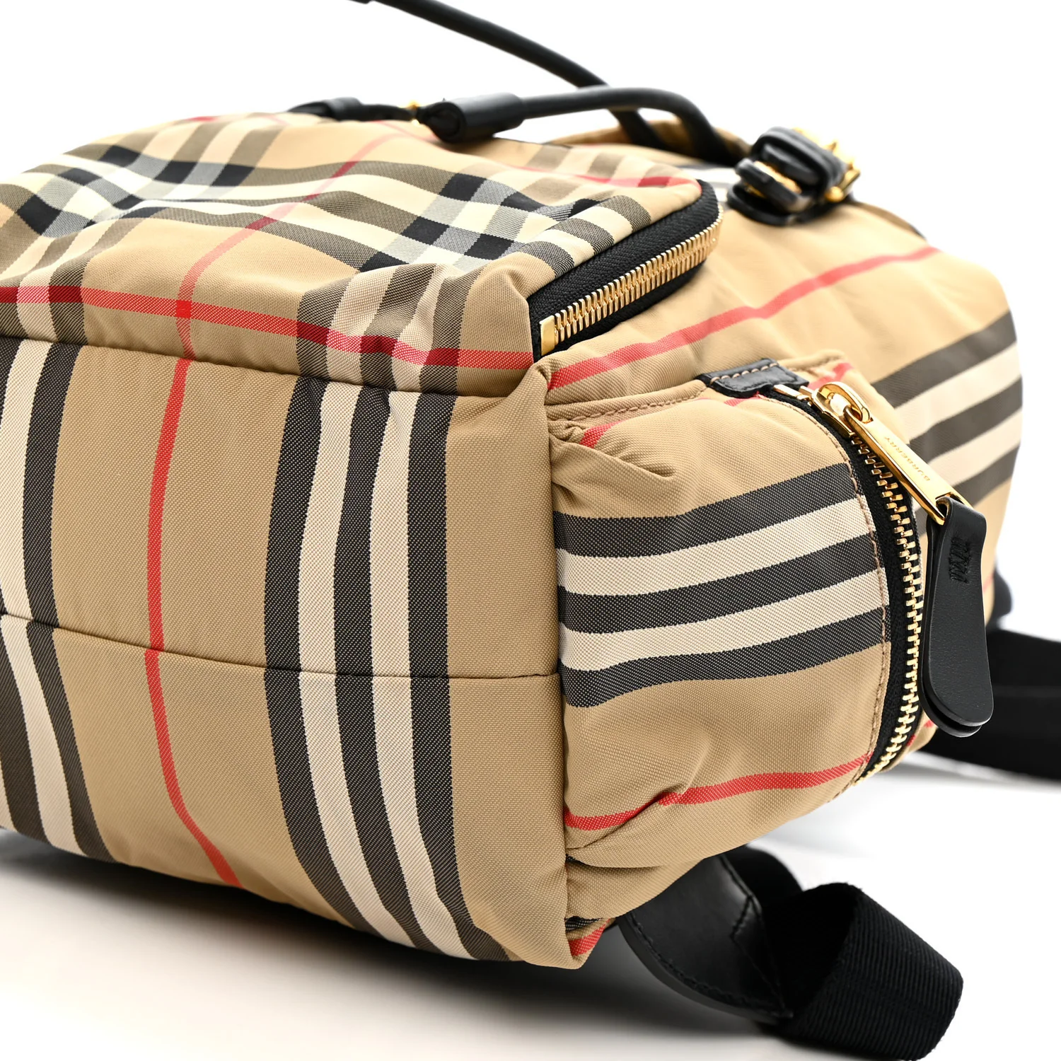 Nylon Vintage Check Medium Rucksack Backpack Antique Yellow - Image 9