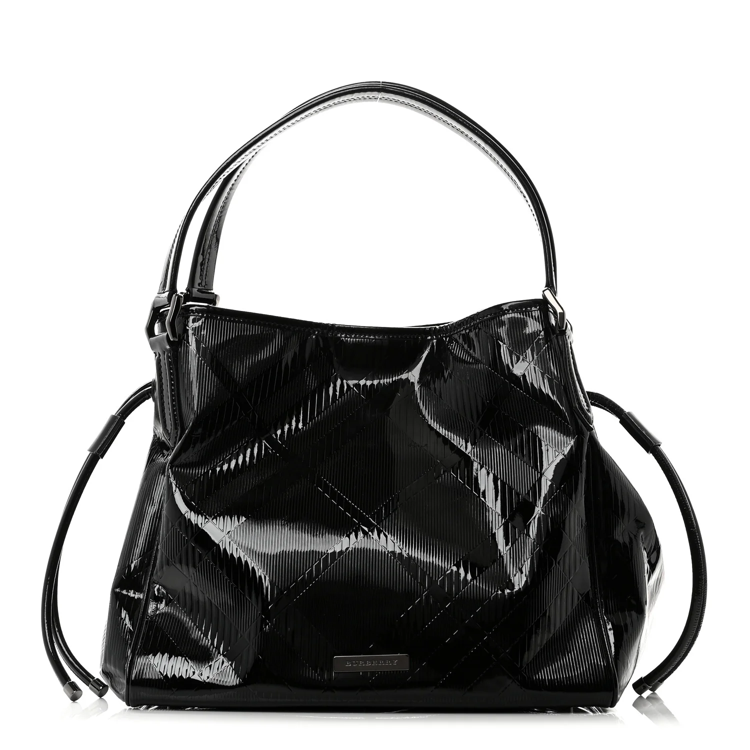 Patent Check Embossed Small Bilmore Tote Black