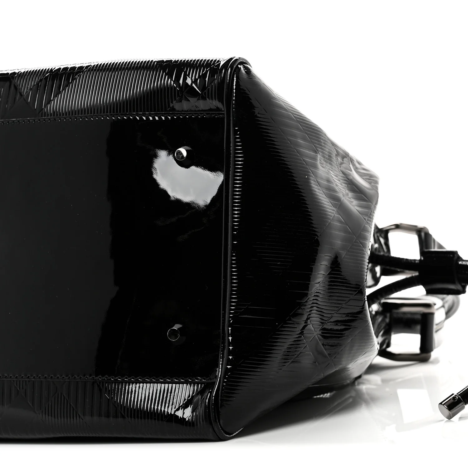 Patent Check Embossed Small Bilmore Tote Black - Image 10
