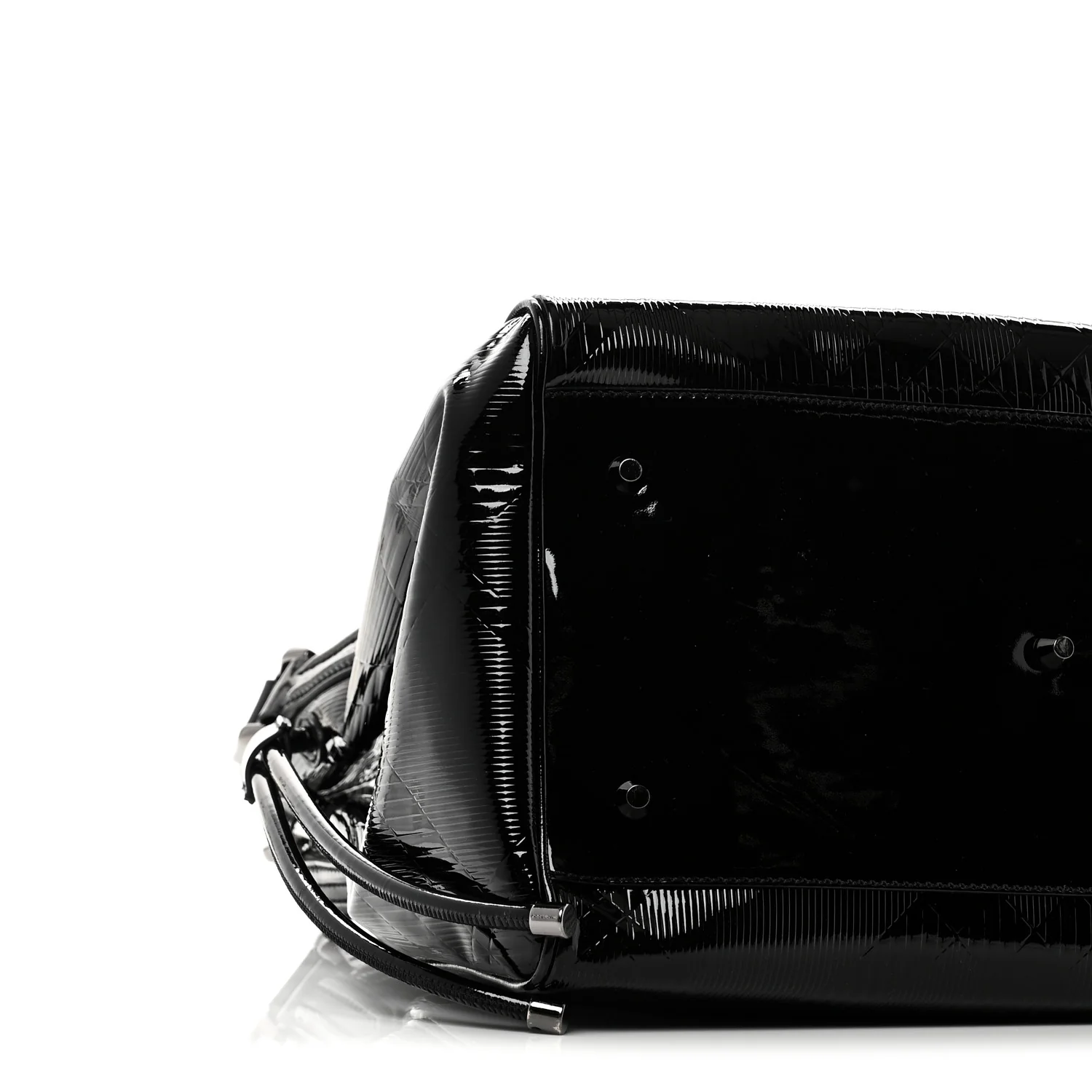 Patent Check Embossed Small Bilmore Tote Black - Image 9