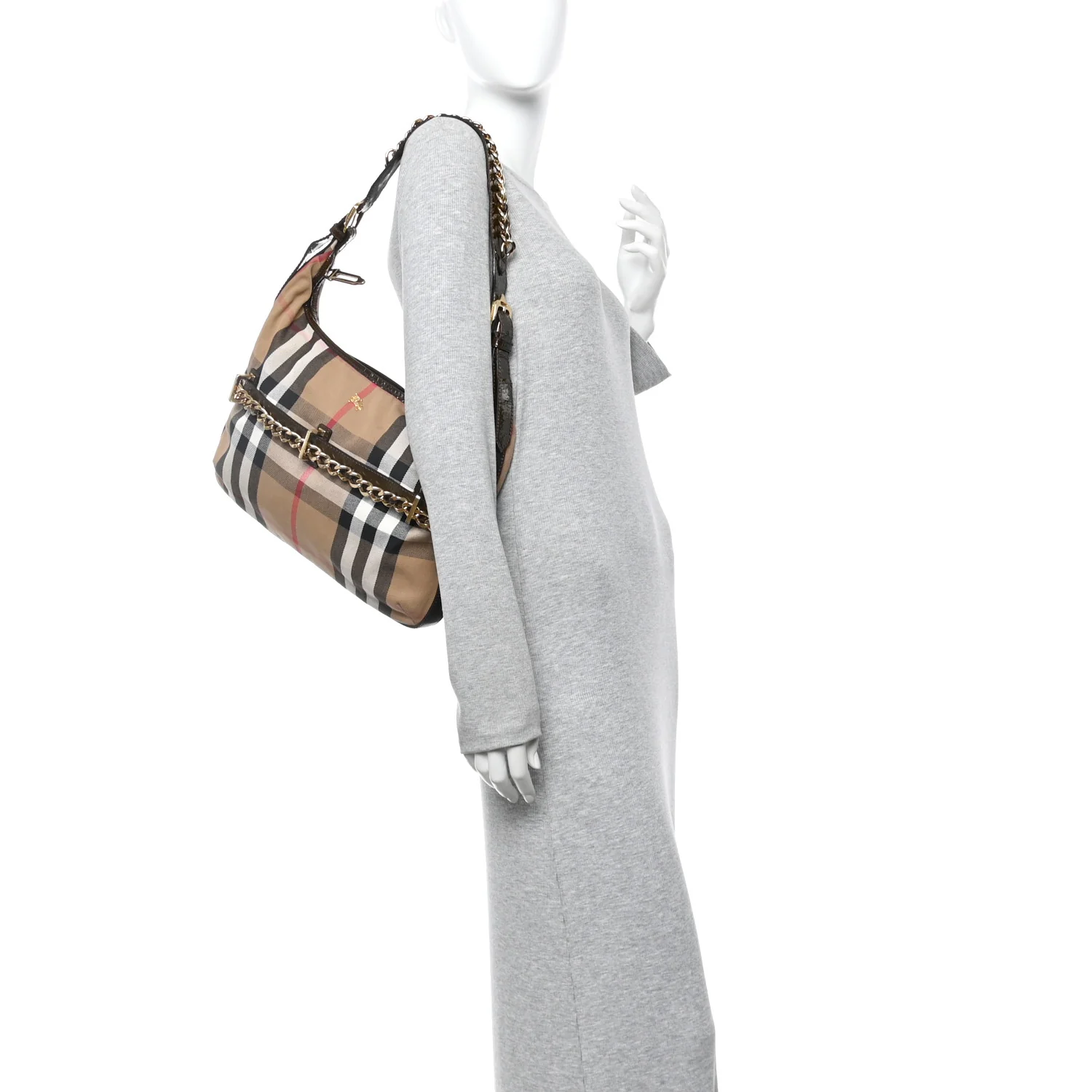 Patent House Check Chain Hobo Brown - Image 3