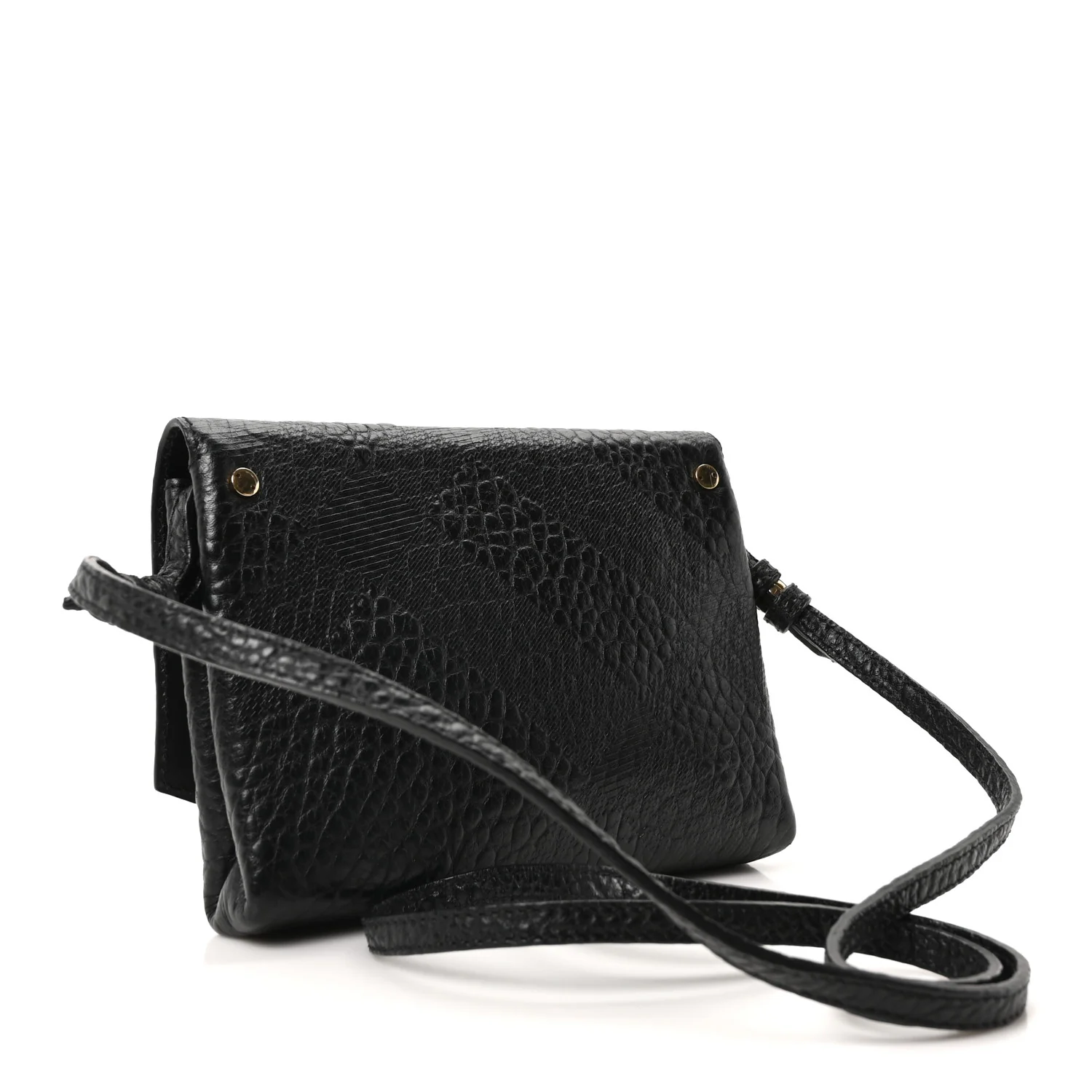 Signature Grain Calfskin Check Embossed Langley Crossbody Black - Image 3