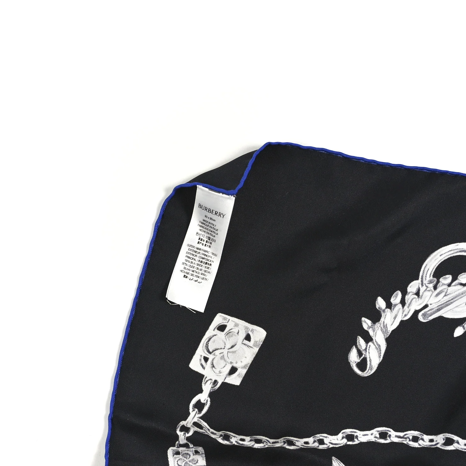 Silk Knight Clip Square Scarf Black Blue - Image 5