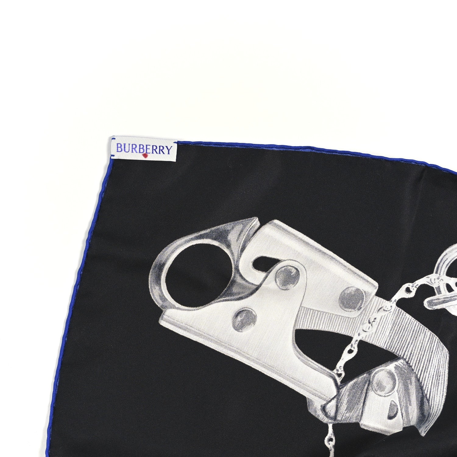 Silk Knight Clip Square Scarf Black Blue - Image 7