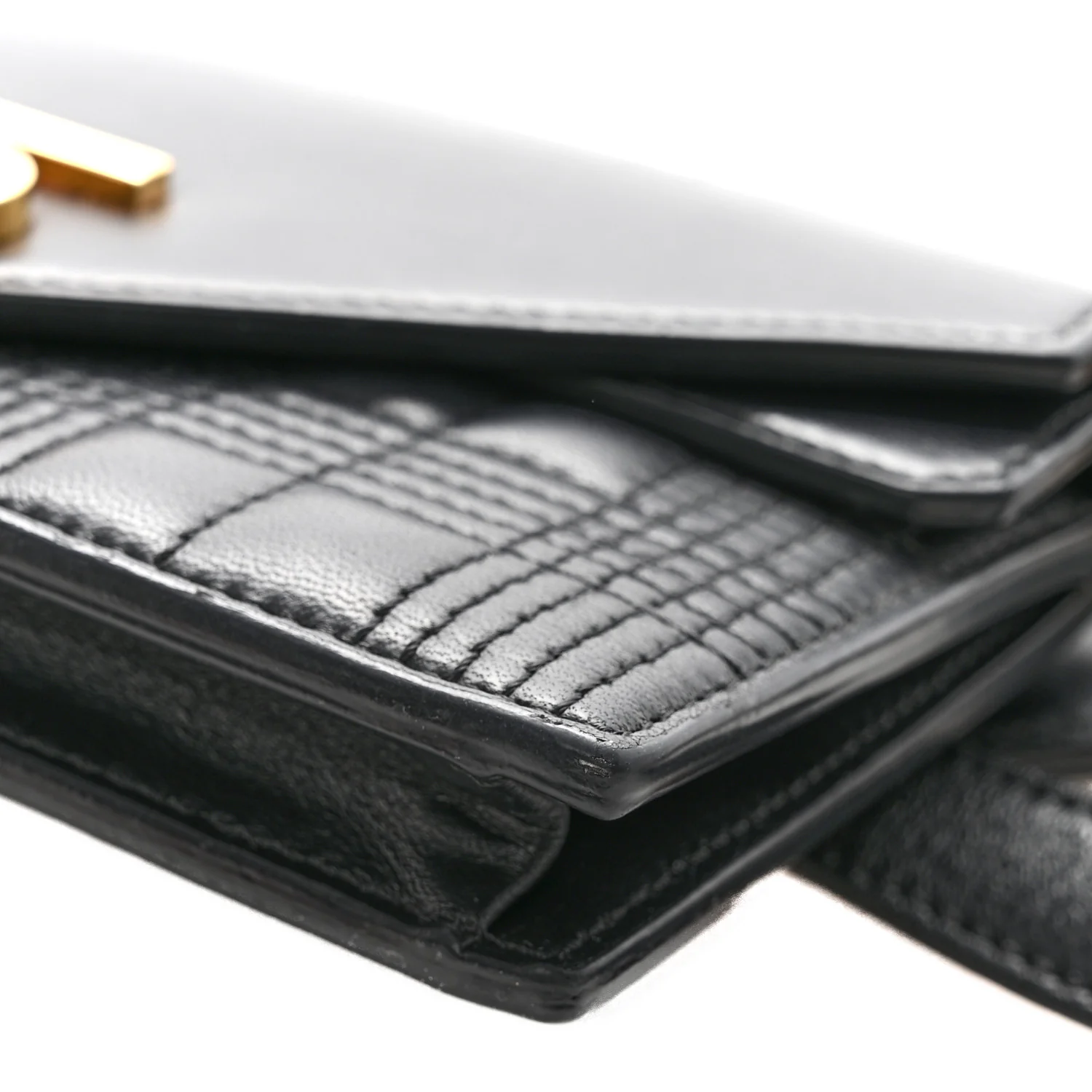 Smooth Calfskin Quilted Check TB Envelope Belt Bag Black - Image 11