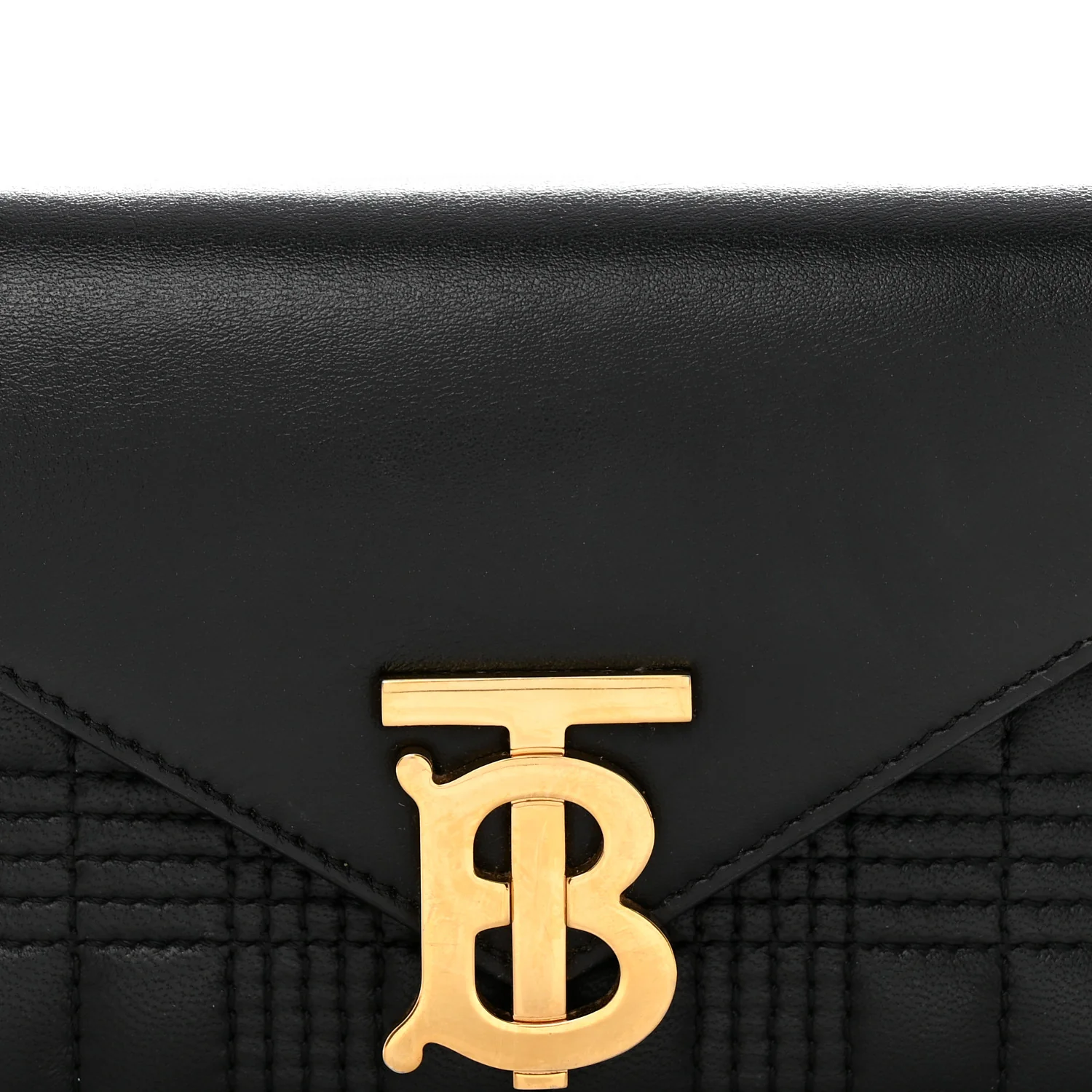 Smooth Calfskin Quilted Check TB Envelope Belt Bag Black - Image 7