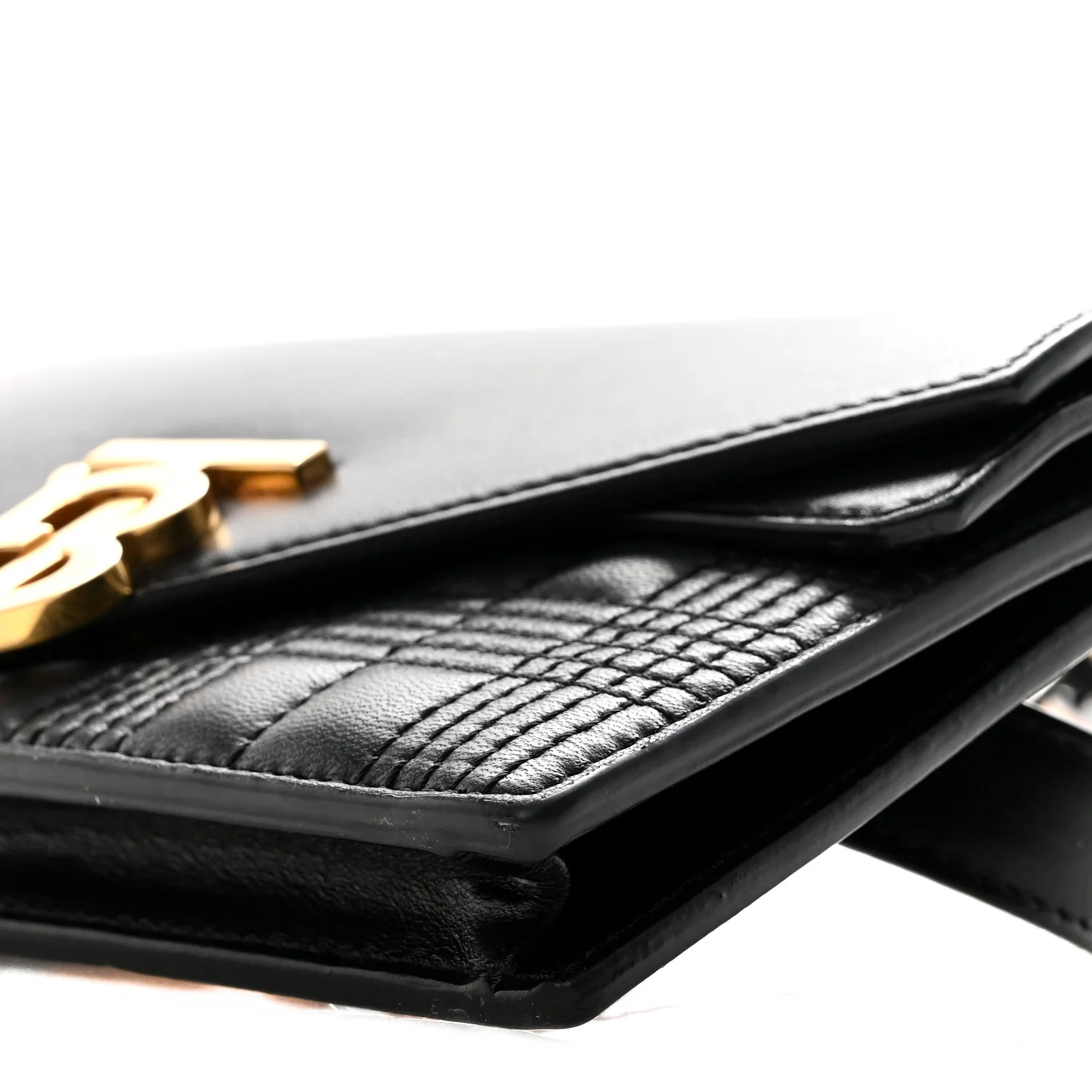 Smooth Calfskin Quilted Check TB Envelope Belt Bag Black - Image 9