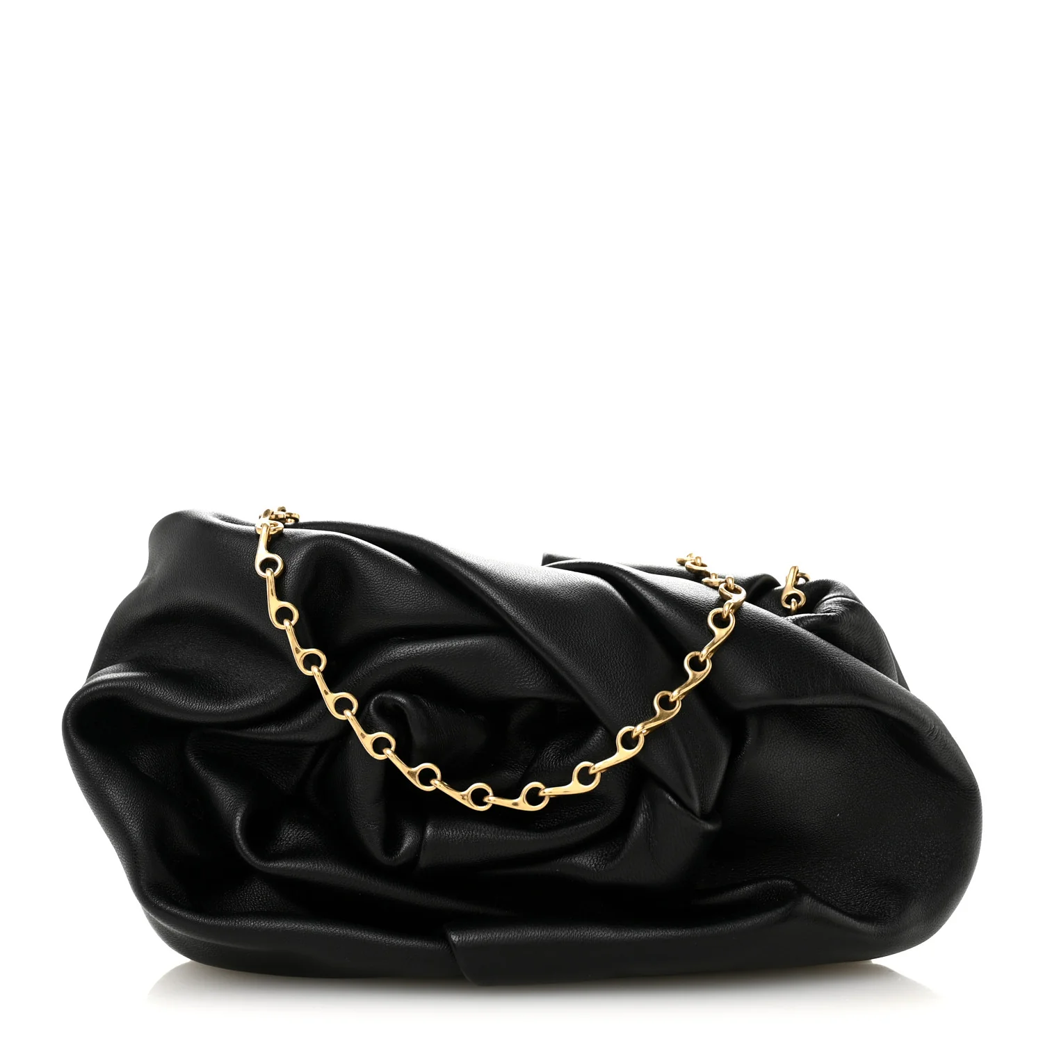 Smooth Calfskin Rose Clutch Black