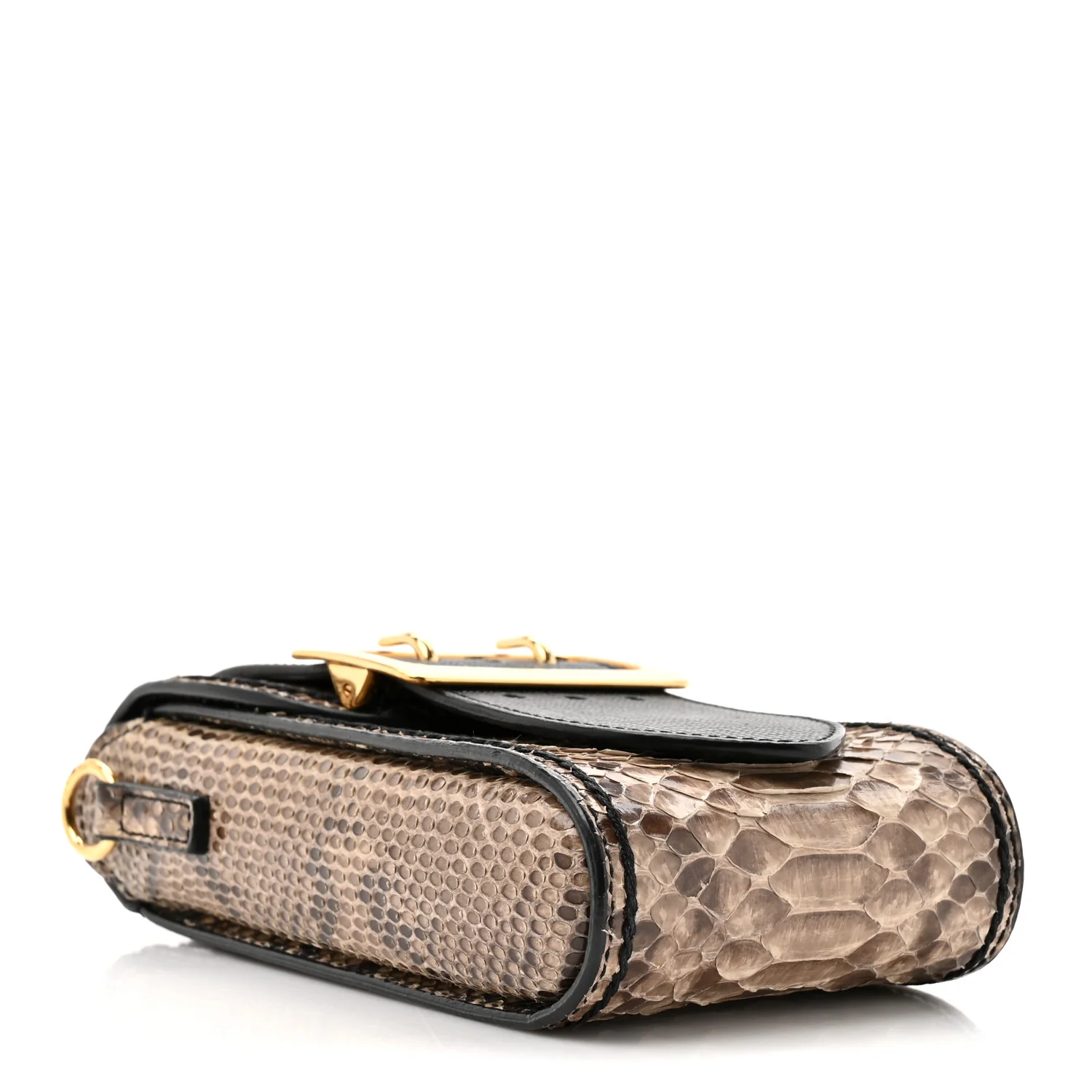 Snakeskin Grainy Calfskin Oblong Belt Bag Black - Image 4