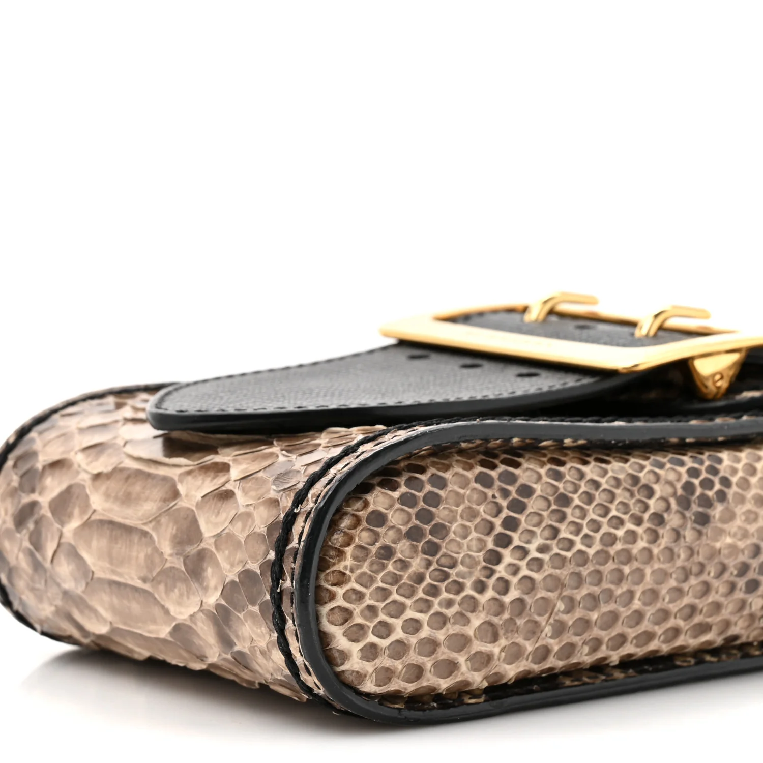 Snakeskin Grainy Calfskin Oblong Belt Bag Black - Image 9