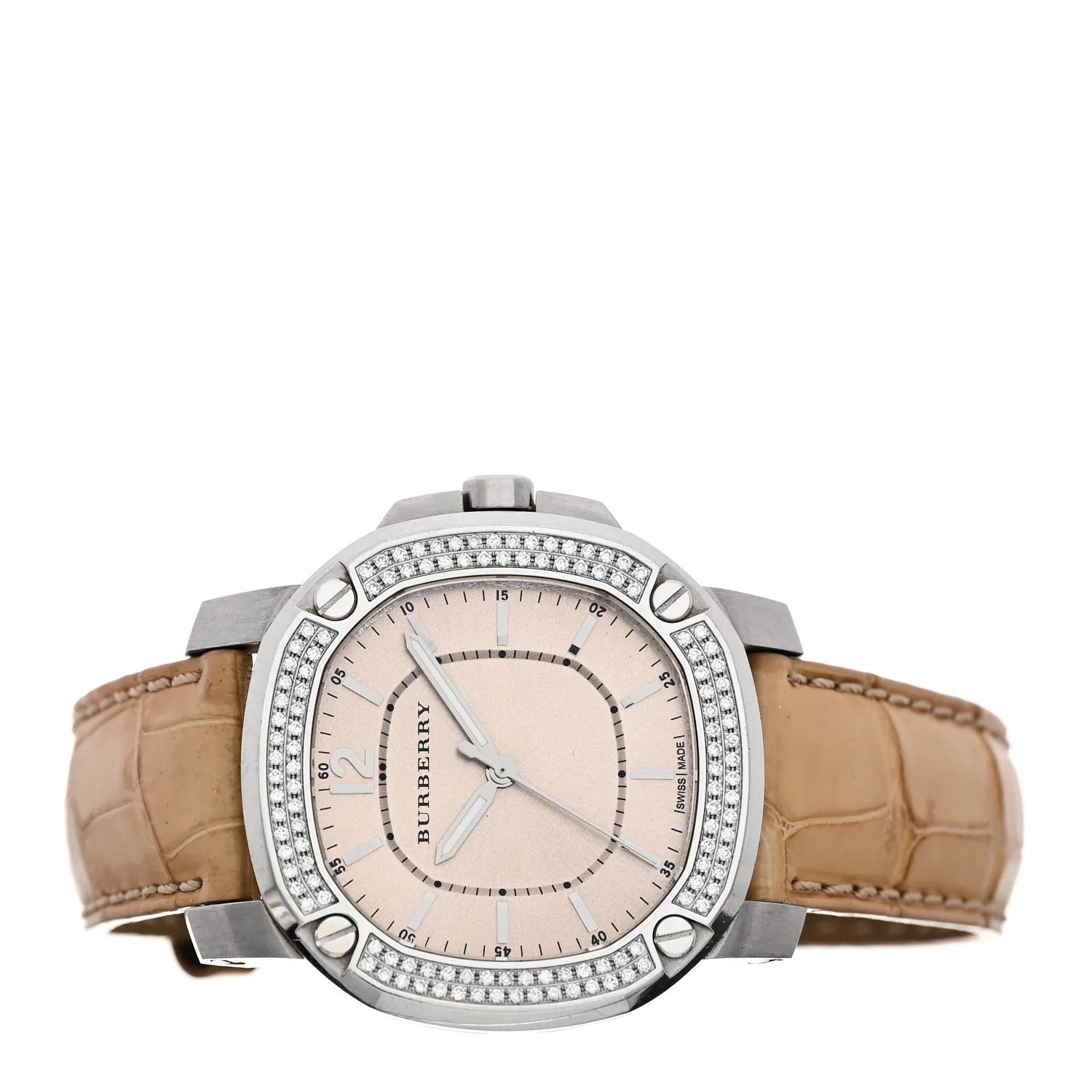 Stainless Steel Alligator Diamond Bezel 38mm The Britain Quartz Watch Champagne BBY1400 - Image 2