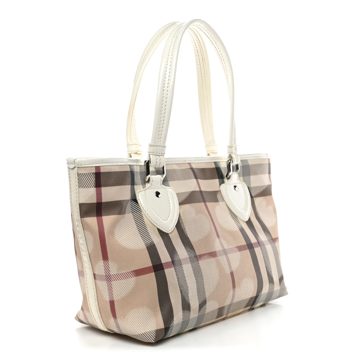 Supernova Check Hearts Small Nickie Tote White - Image 3