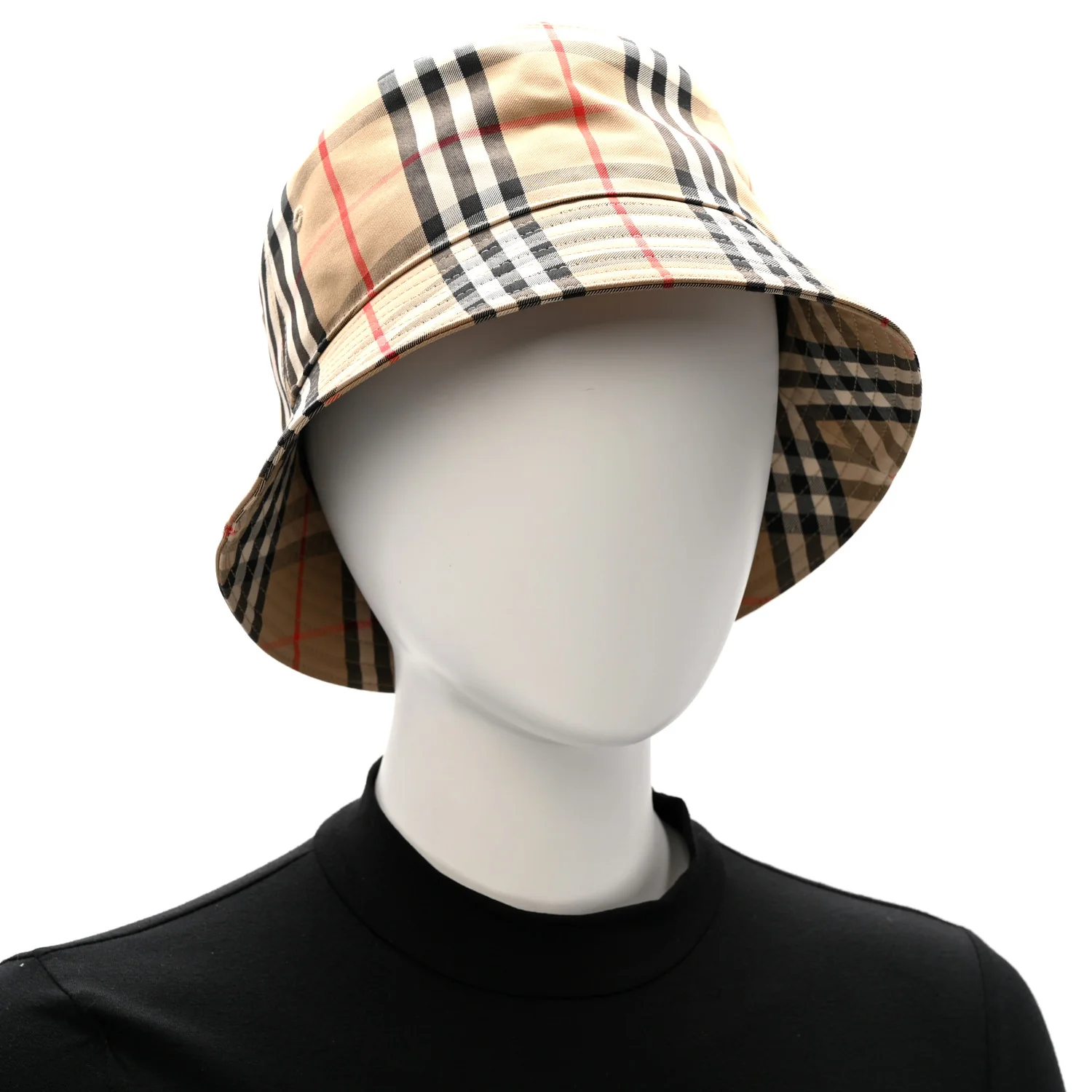 Technical Cotton Vintage Check Bucket Hat L Archive Beige - Image 2
