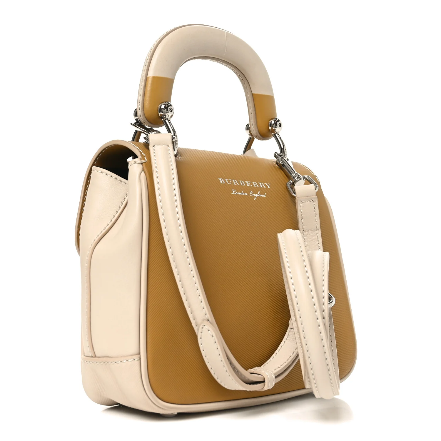 Trench Calfskin Small DK88 Top Handle Bag Limestome Ochre Yellow - Image 3