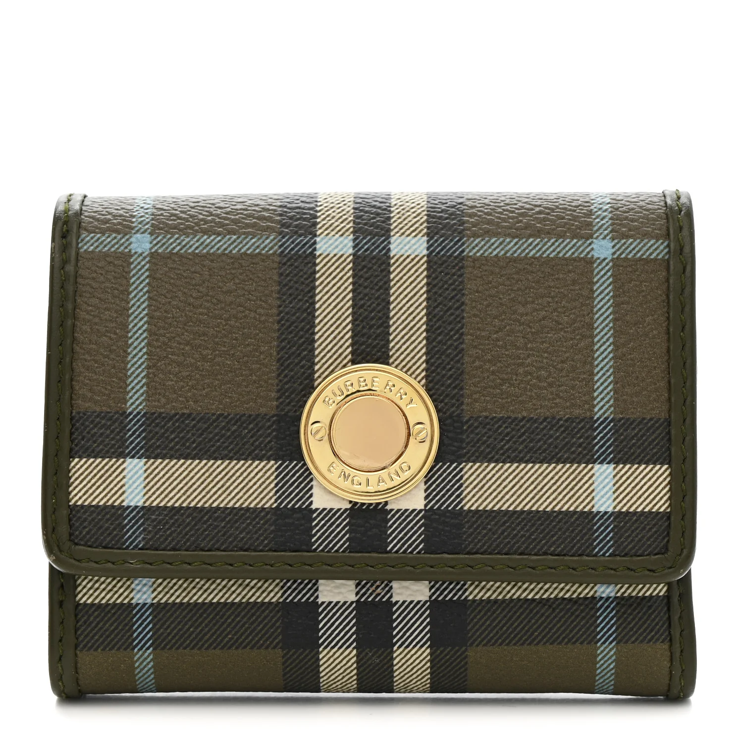 Vintage Check Tri-Fold Wallet Olive Green
