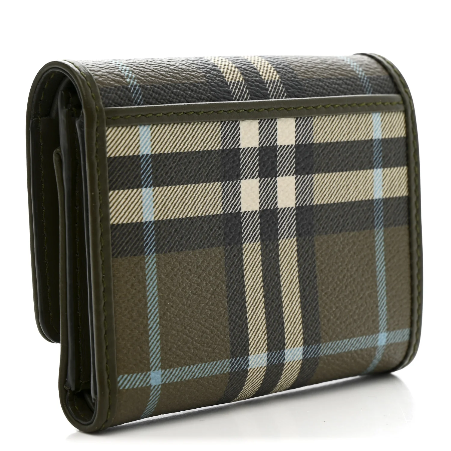 Vintage Check Tri-Fold Wallet Olive Green - Image 3