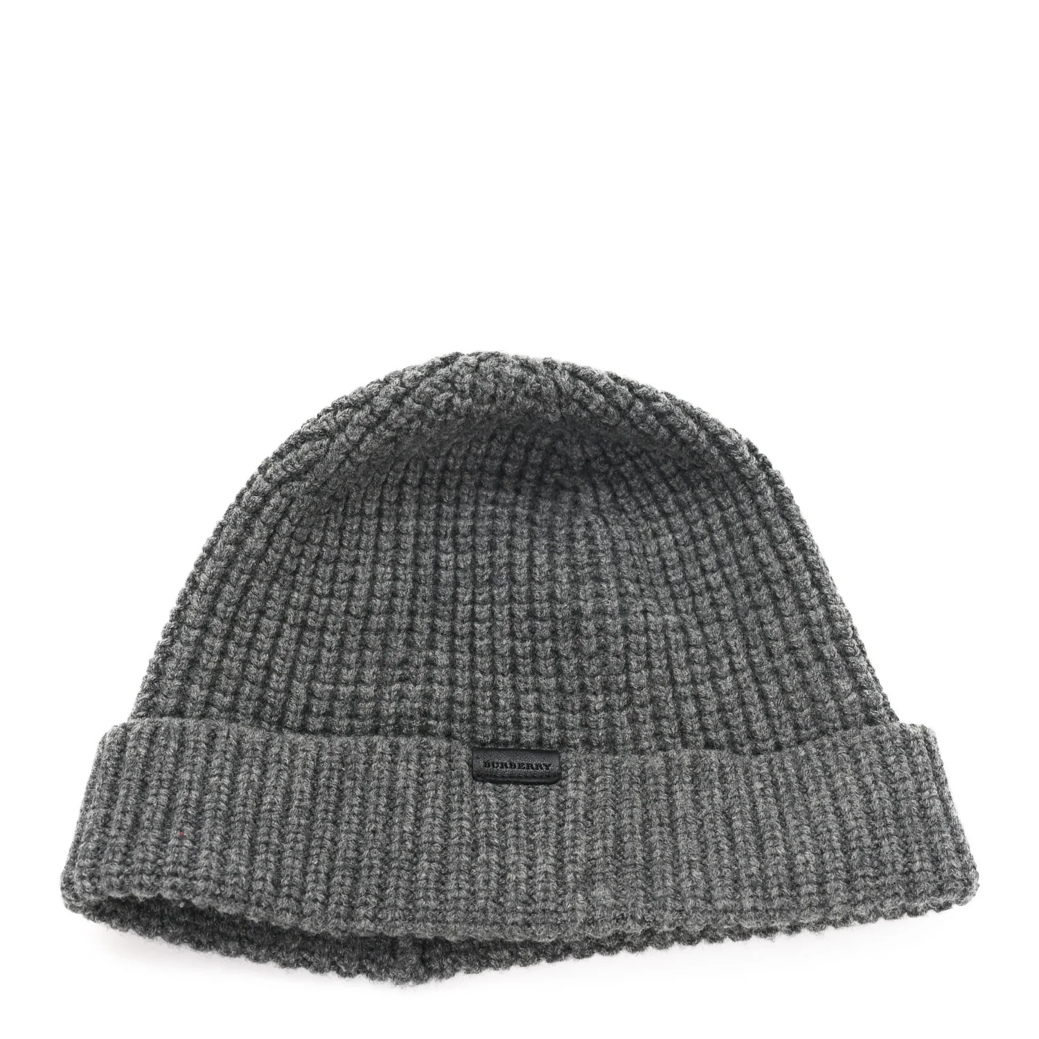 Wool Blend Ribbed Beanie Hat Grey