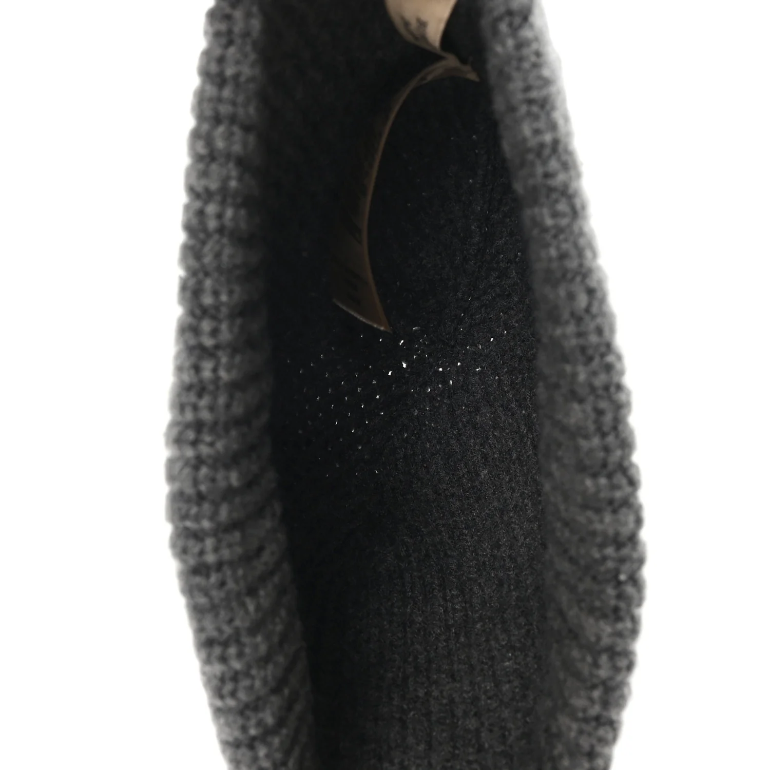 Wool Blend Ribbed Beanie Hat Grey - Image 4
