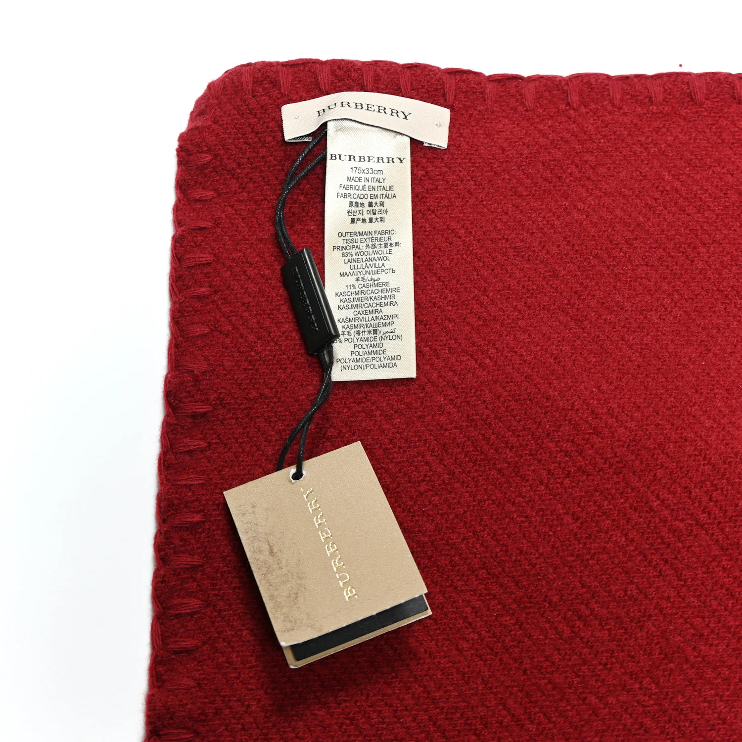 Wool Cashmere Felted Fringe Scarf Carmine Red - Image 5