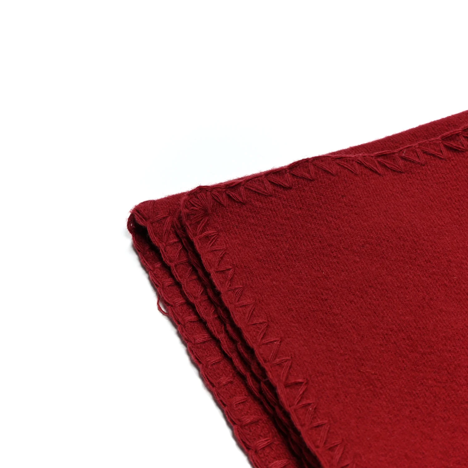 Wool Cashmere Felted Fringe Scarf Carmine Red - Image 7