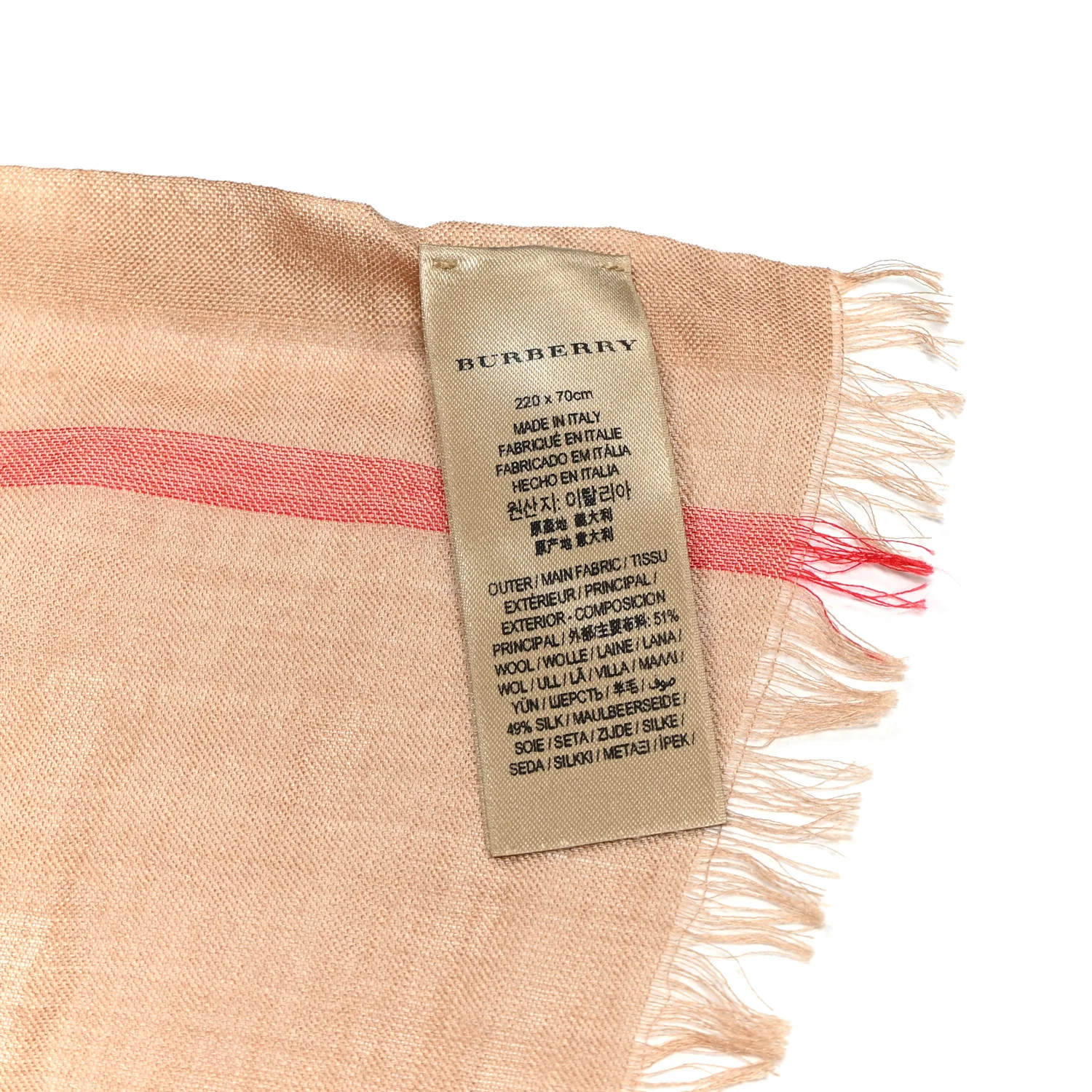 Wool Silk Gauze Giant Check Lightweight Scarf Camel - Image 7