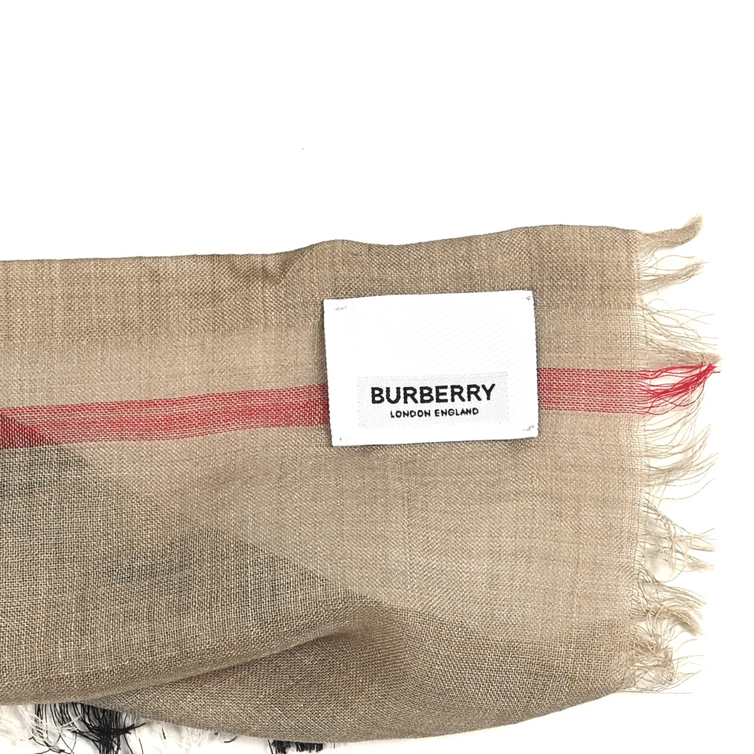 Wool Silk Gauze Giant Check Lightweight Scarf Camel - Image 6