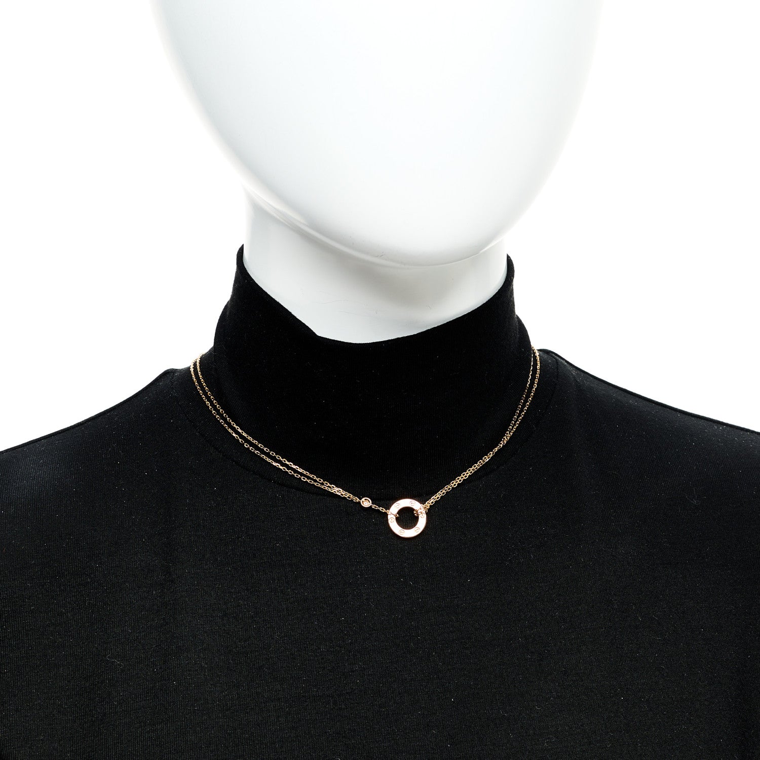 18K Pink Gold 2 Diamond LOVE Necklace - Image 2