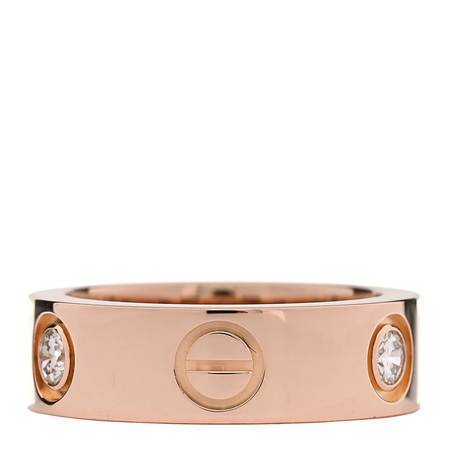 18K Pink Gold 3 Diamond 5.5mm LOVE Ring 47 4 - Image 3