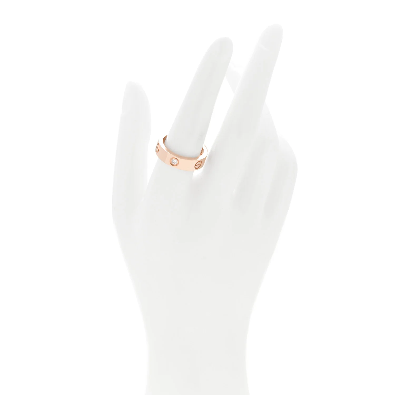 18K Pink Gold 3 Diamond 5.5mm LOVE Ring 57 8 - Image 2