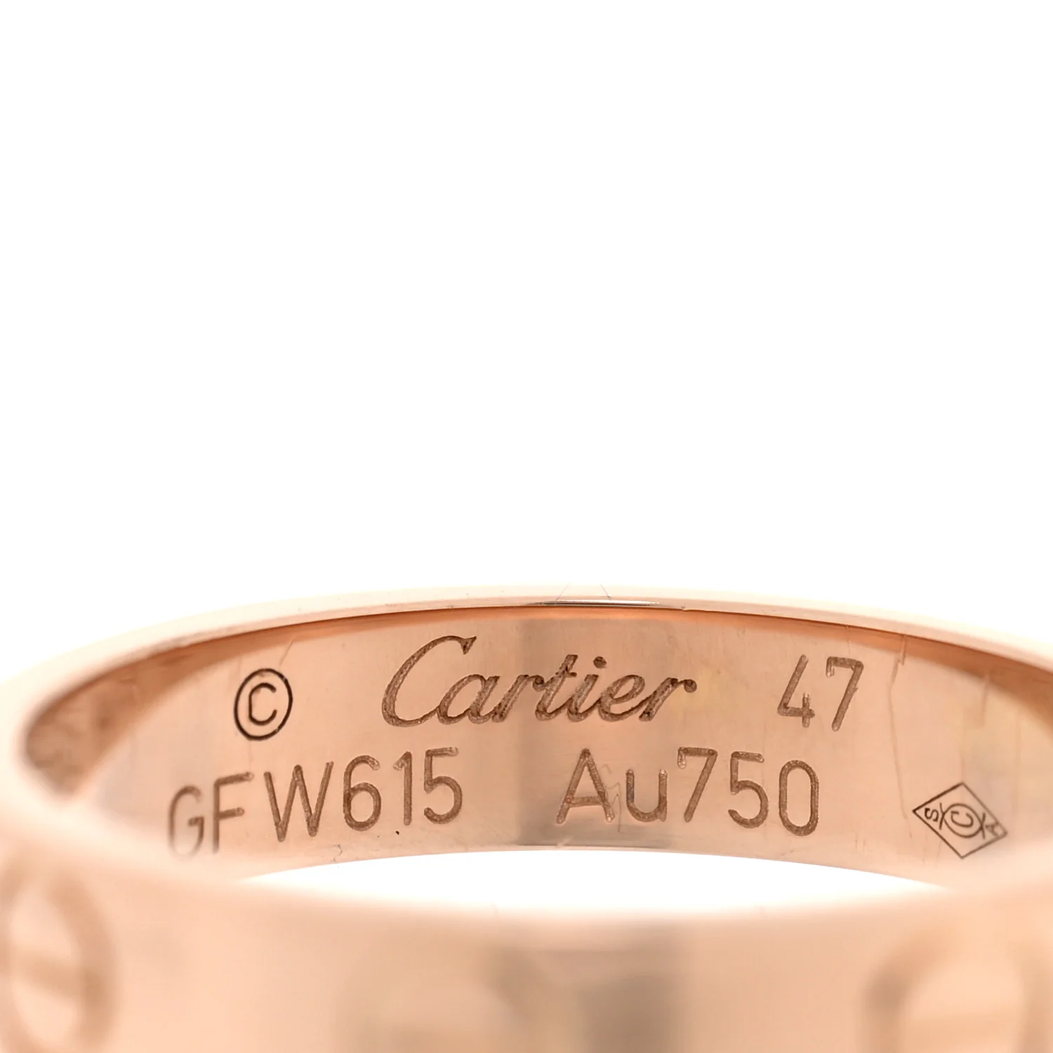 18K Pink Gold 3.5mm LOVE Wedding Band Ring 47 4.25 - Image 4