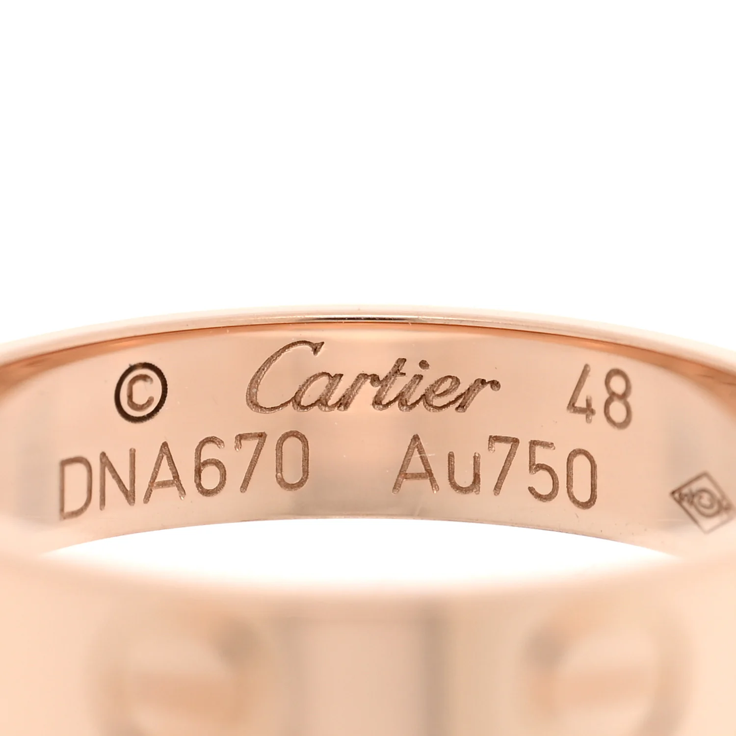 18K Pink Gold 3.5mm LOVE Wedding Band Ring 48 4.5 - Image 4