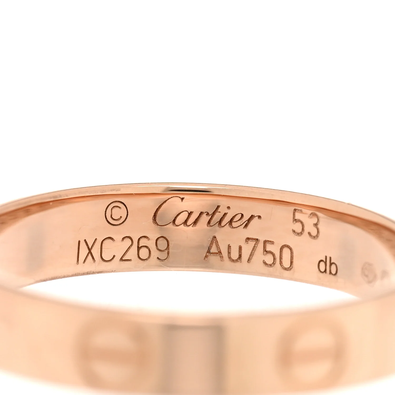18K Pink Gold 3.5mm LOVE Wedding Band Ring 53 6.5 - Image 4