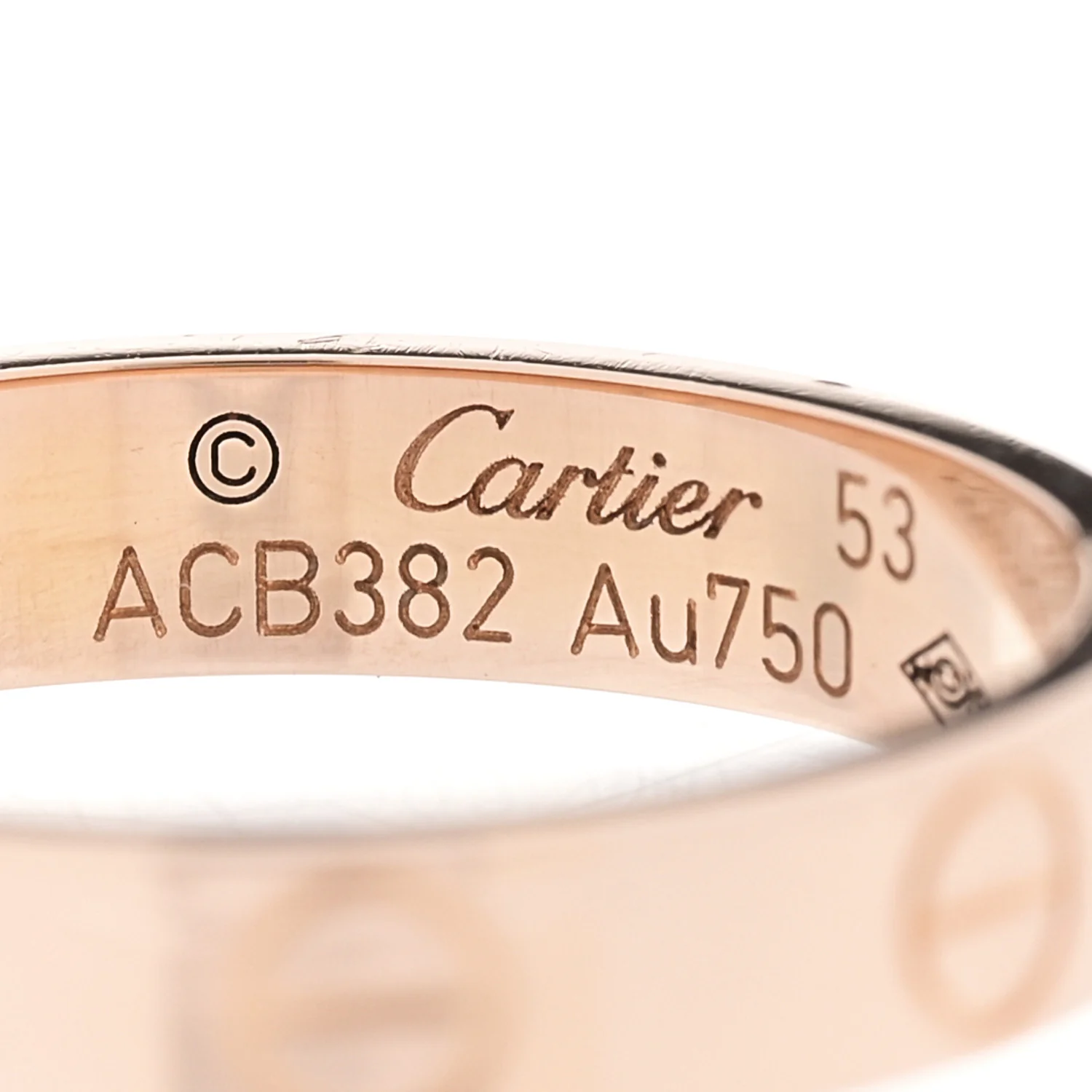 18K Pink Gold 3.5mm LOVE Wedding Band Ring 53 6.5 - Image 4