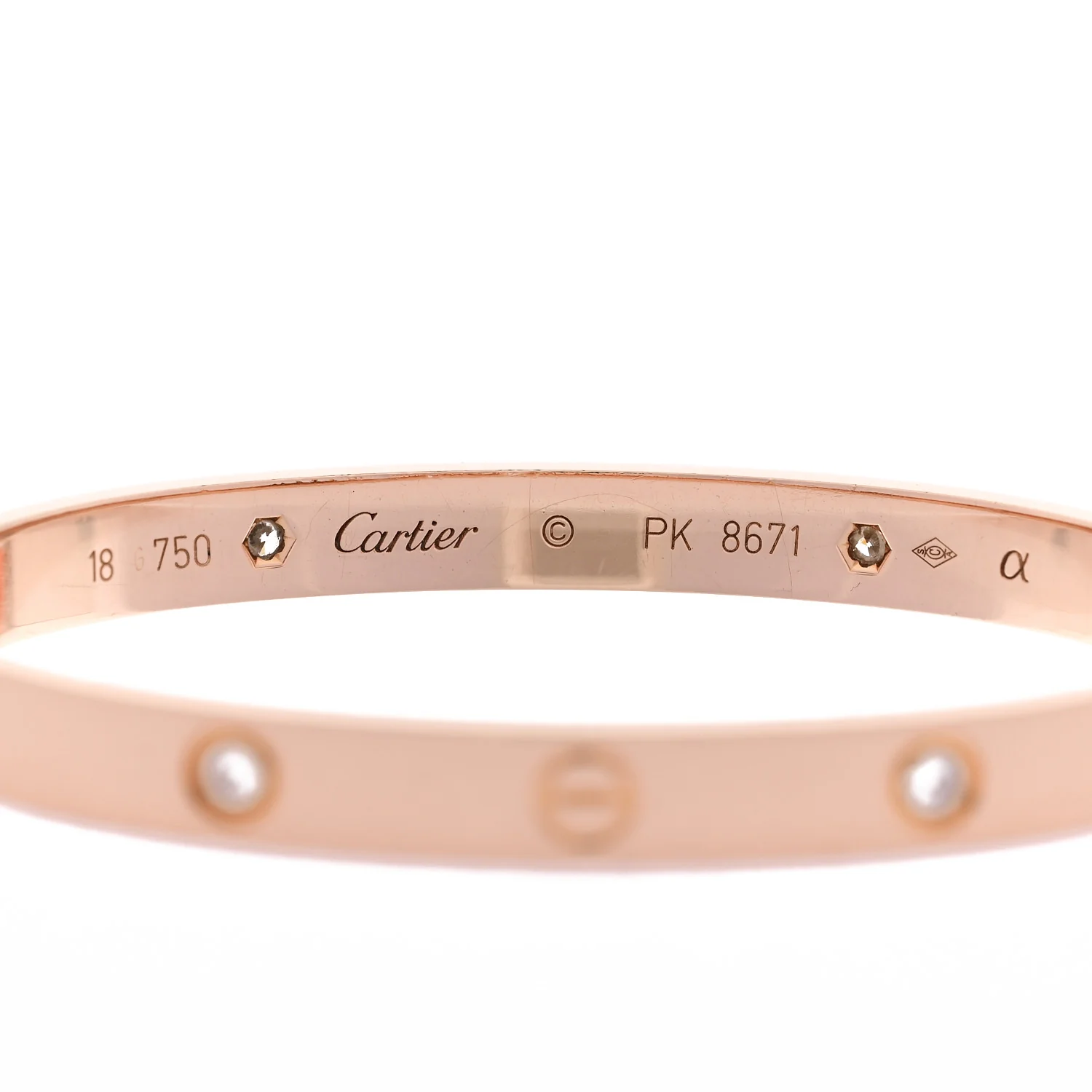 18K Pink Gold 4 Diamond LOVE Bracelet 18 - Image 3