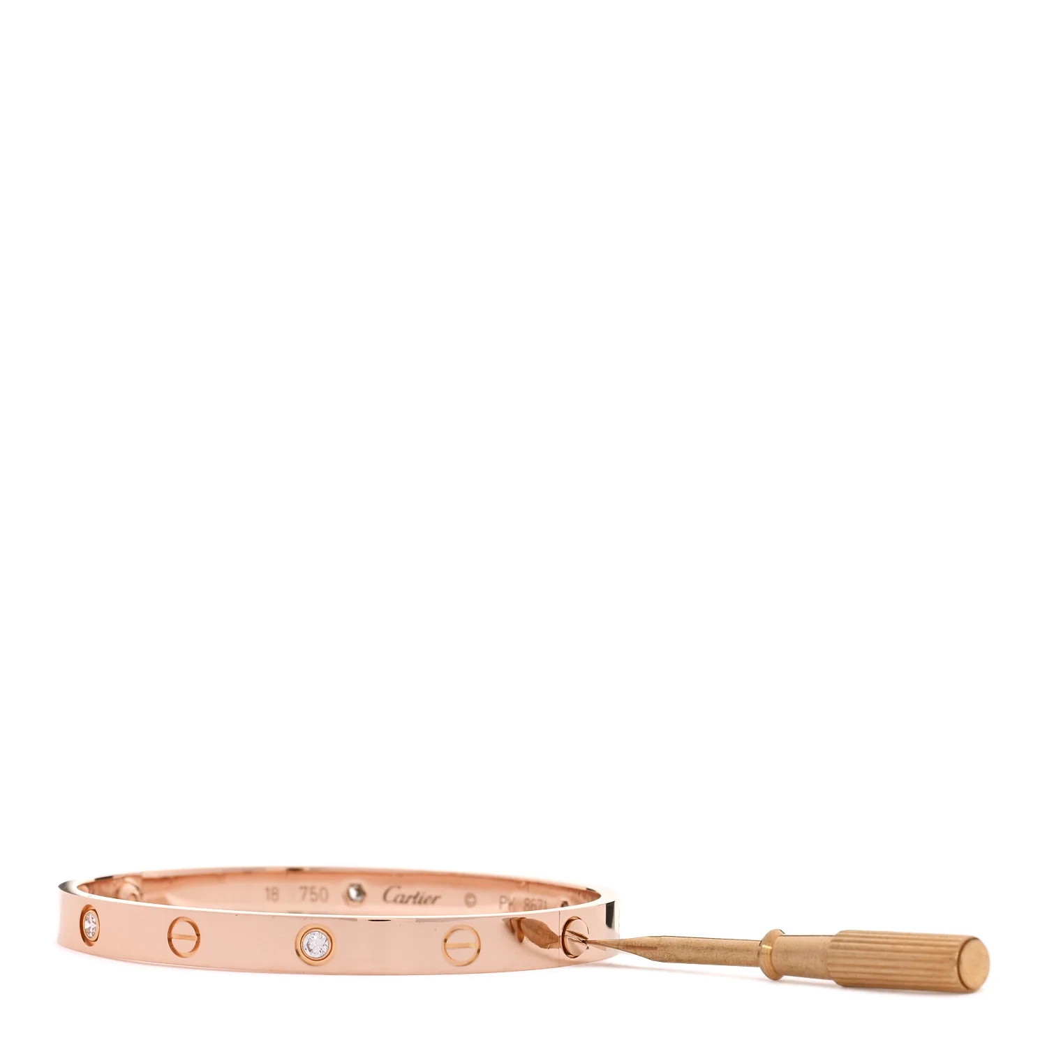 18K Pink Gold 4 Diamond LOVE Bracelet 18 - Image 8