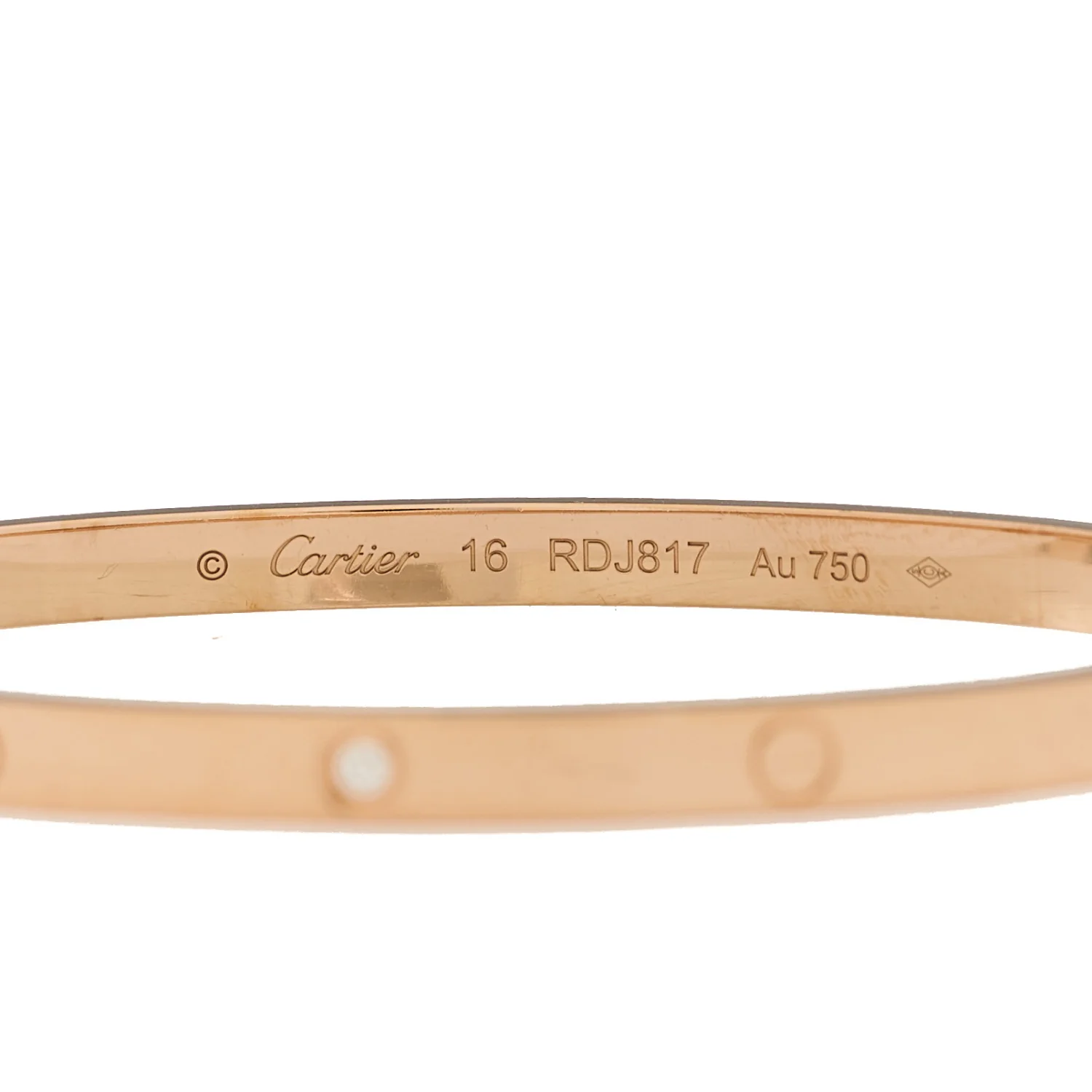 18K Pink Gold 6 Diamond Small LOVE Bracelet 16 - Image 3