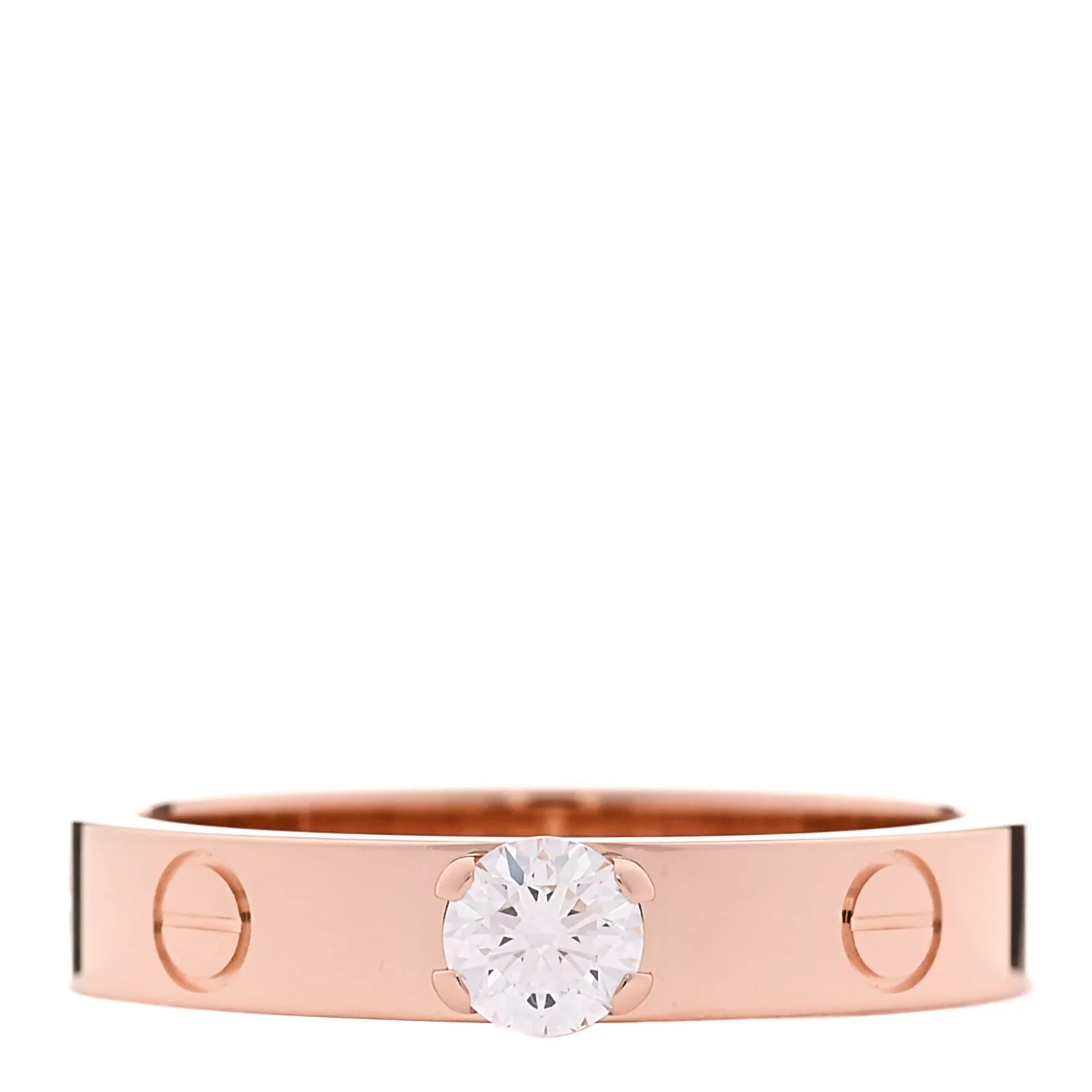 18K Pink Gold Diamond .24ct LOVE Solitaire Engagement Ring 53 6.5