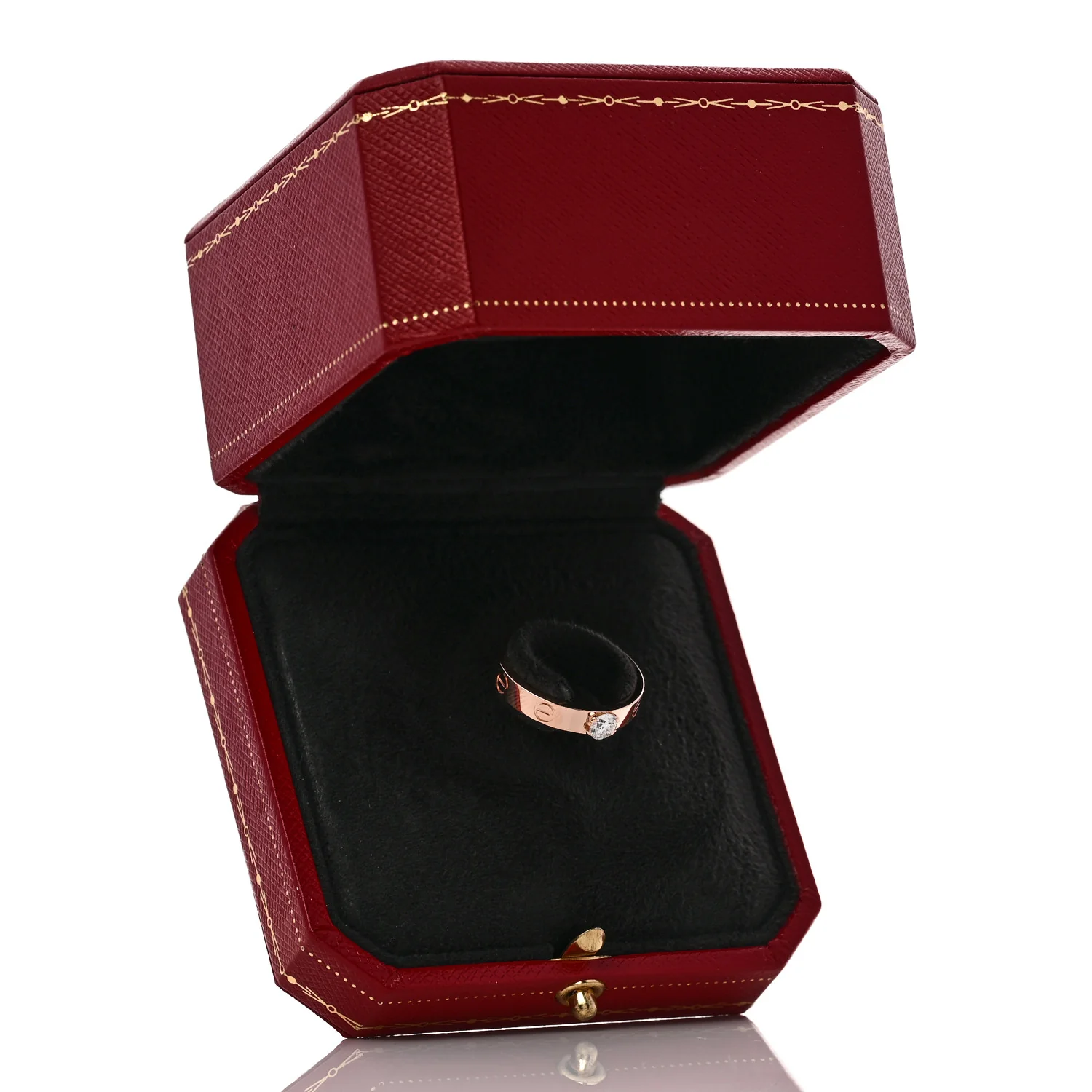 18K Pink Gold Diamond .24ct LOVE Solitaire Engagement Ring 53 6.5 - Image 5