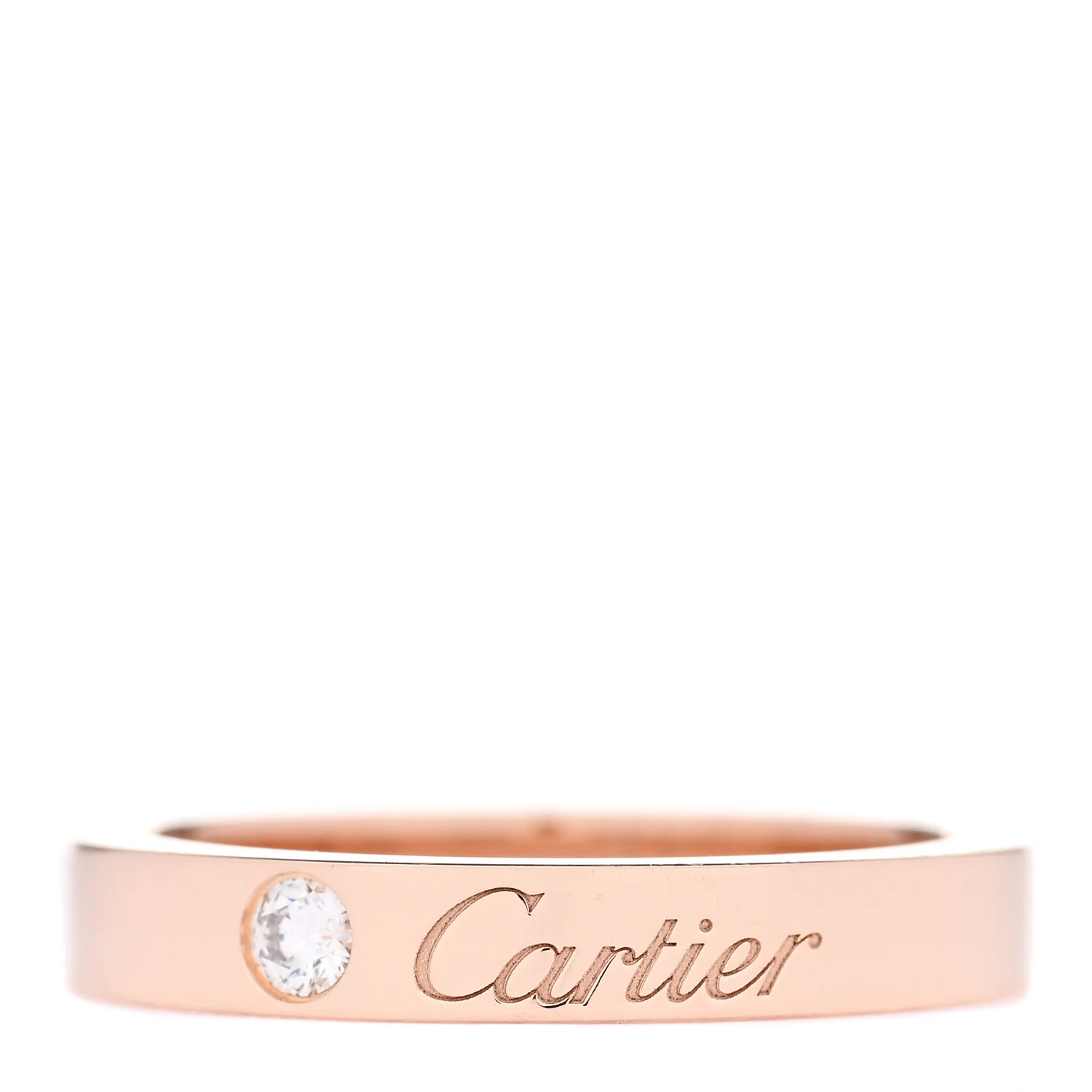 18K Pink Gold Diamond 3mm C De Cartier Wedding Band Ring 48 4.5