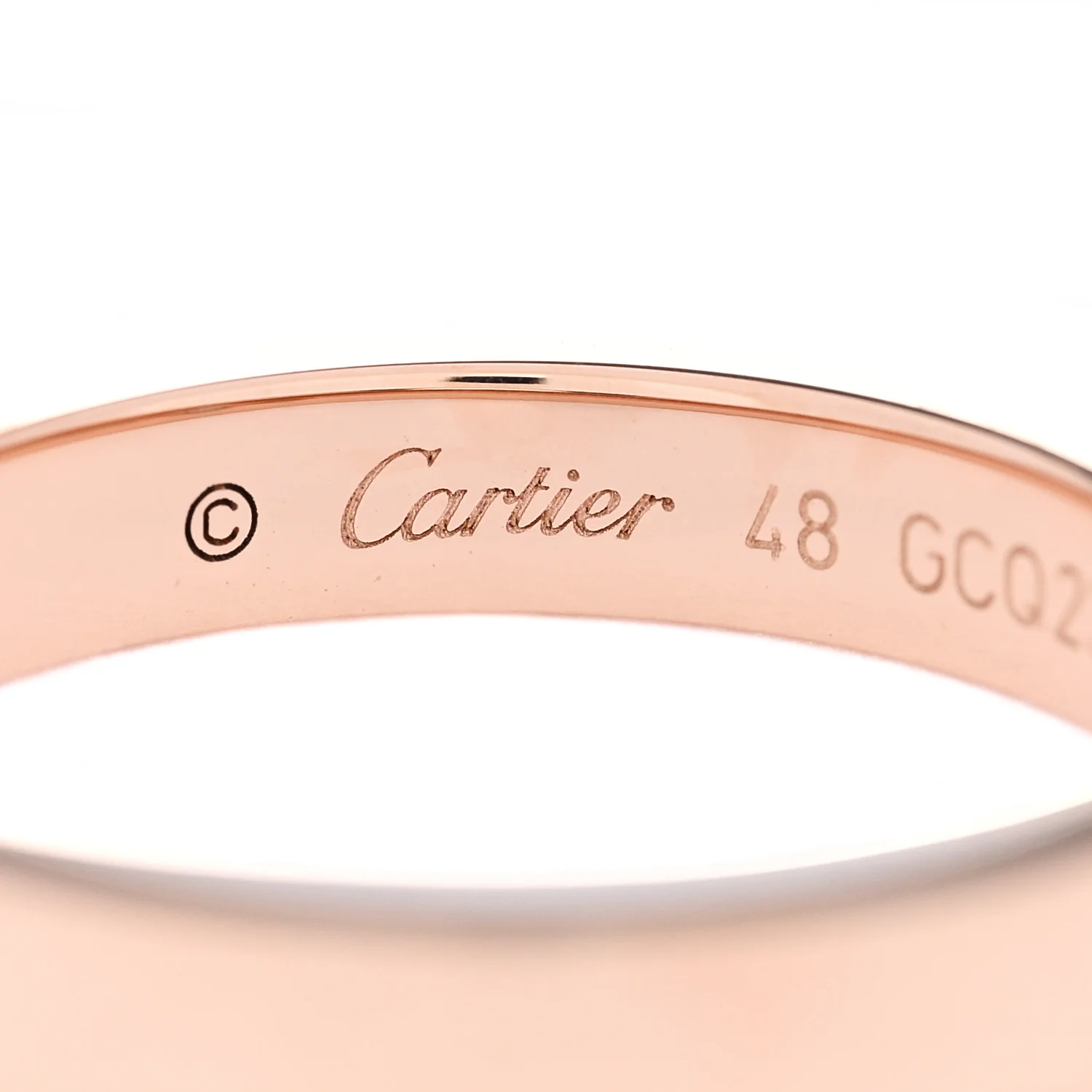 18K Pink Gold Diamond 3mm C De Cartier Wedding Band Ring 48 4.5 - Image 4