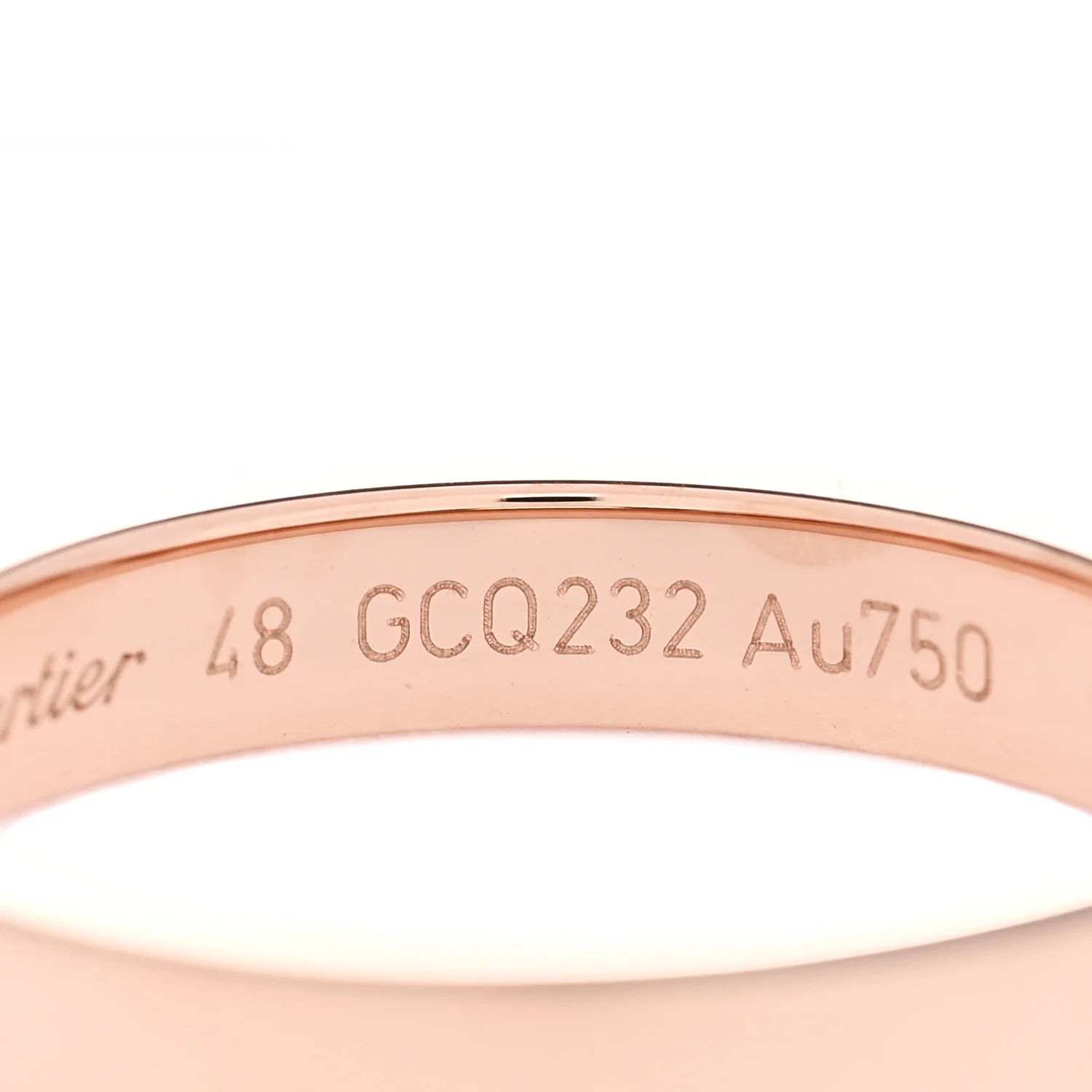 18K Pink Gold Diamond 3mm C De Cartier Wedding Band Ring 48 4.5 - Image 5