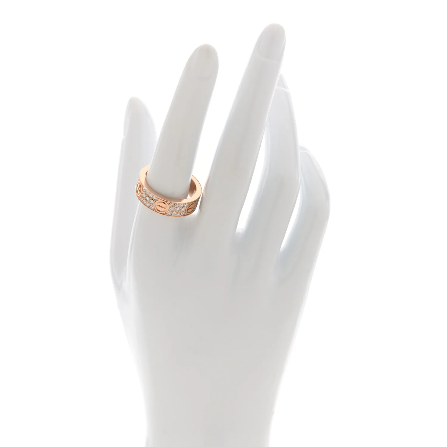 18K Pink Gold Diamond 6.5mm LOVE Paved Ring 57 8 - Image 2