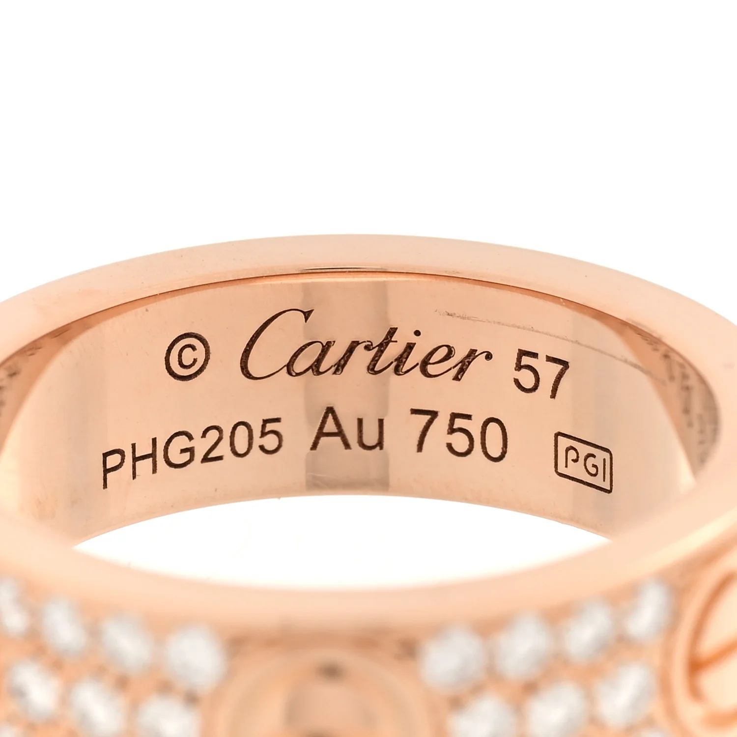 18K Pink Gold Diamond 6.5mm LOVE Paved Ring 57 8 - Image 4