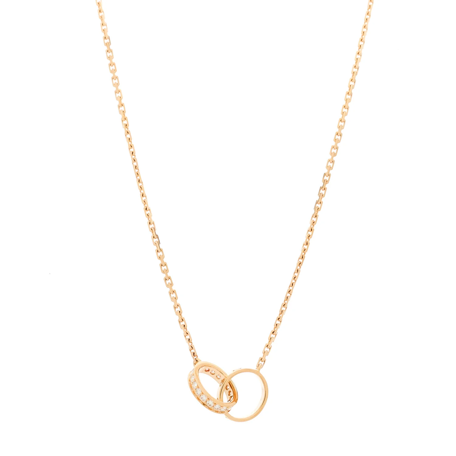 18K Pink Gold Diamond Interlocking LOVE Necklace