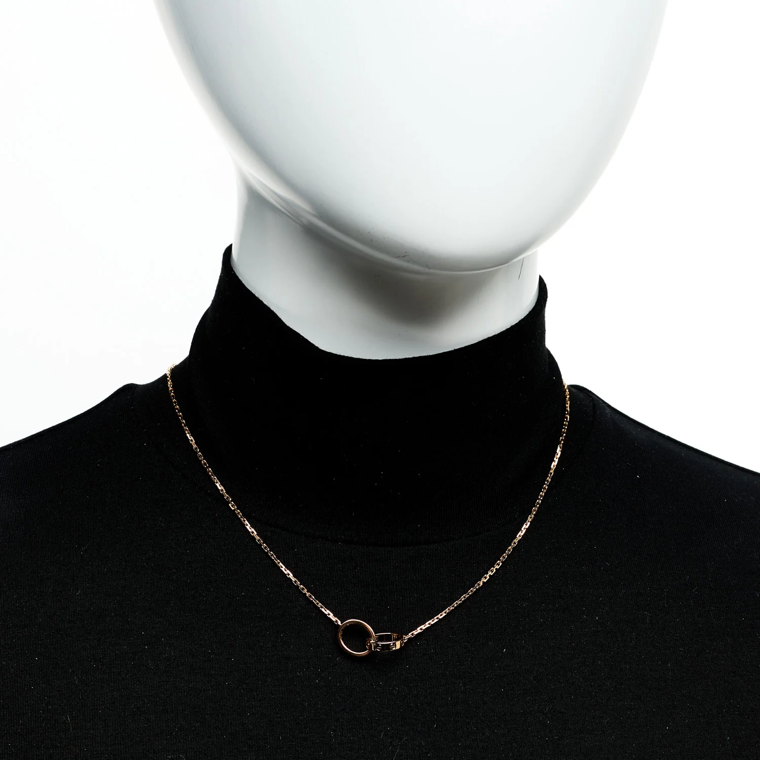 18K Pink Gold Diamond Interlocking LOVE Necklace - Image 2