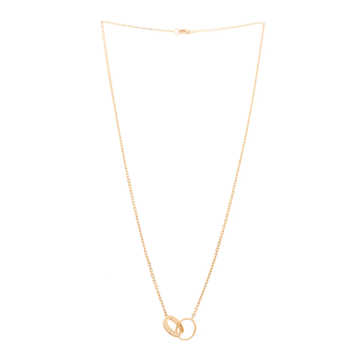 18K Pink Gold Diamond Interlocking LOVE Necklace - Image 3