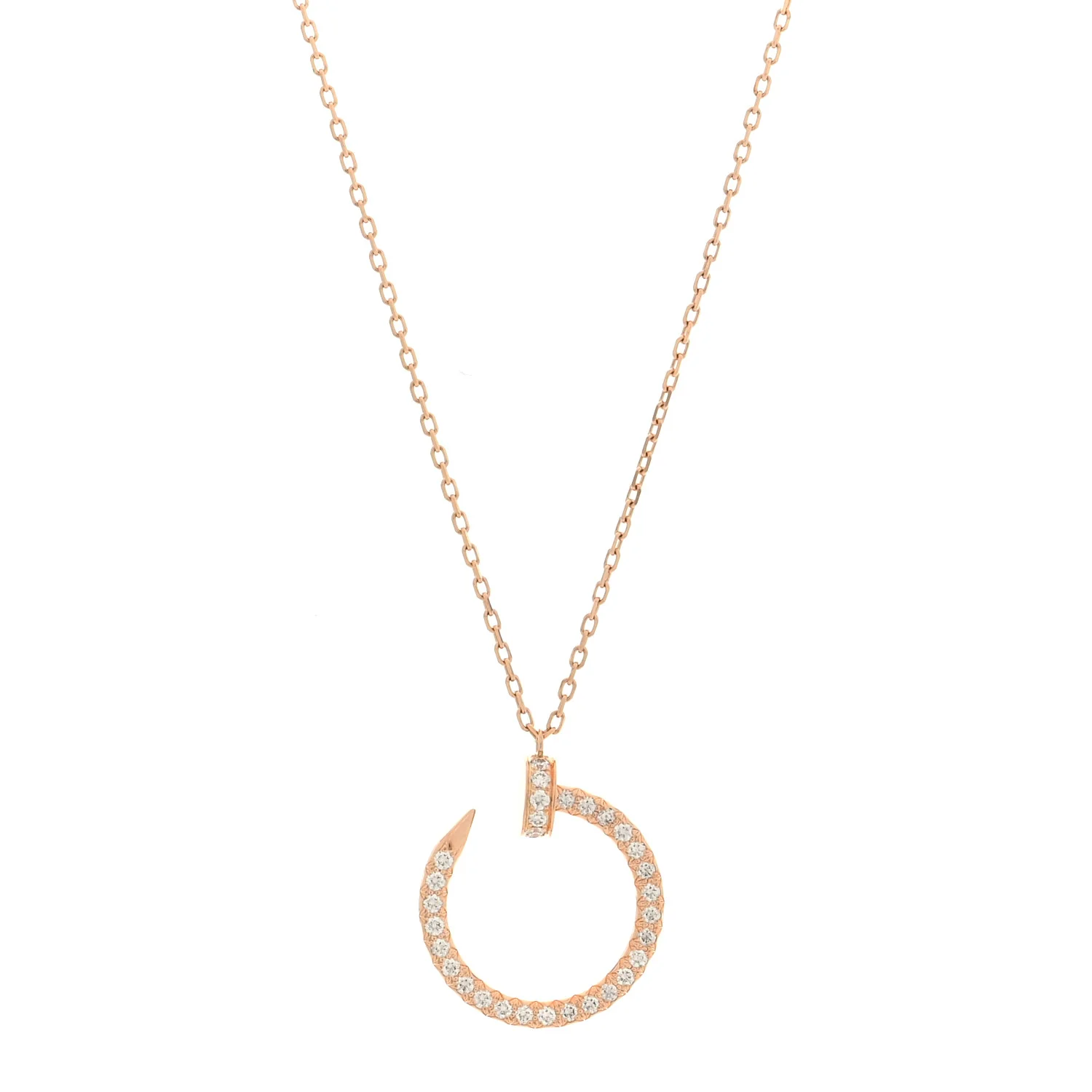 18K Pink Gold Diamond Juste Un Clou Paved Pendant Necklace