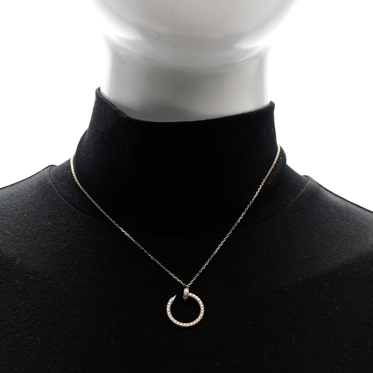 18K Pink Gold Diamond Juste Un Clou Paved Pendant Necklace - Image 2